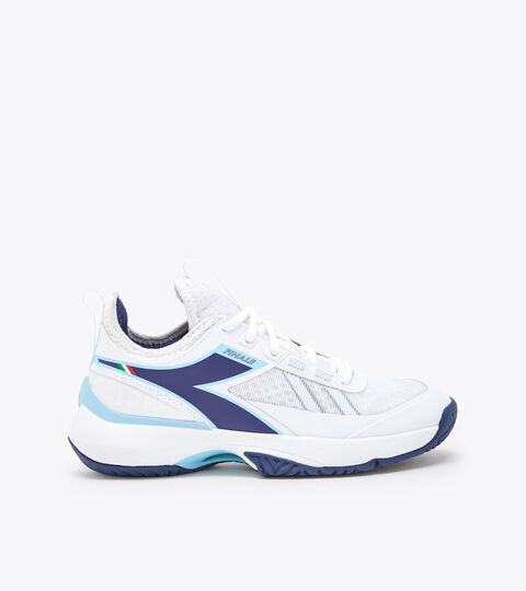 Tennis shoes for hard surfaces or clay courts - Women FINALE W AG WHITE/BLUE PRINT - Diadora