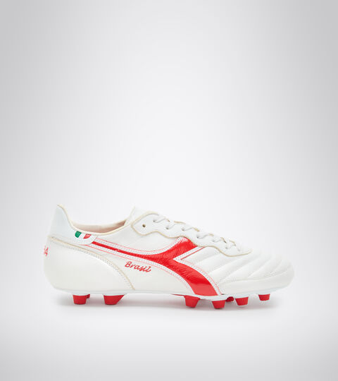 Firm ground football boots - Made in Italy BRASIL ITALY OG LT+  MDPU WHITE/MILANO RED - Diadora