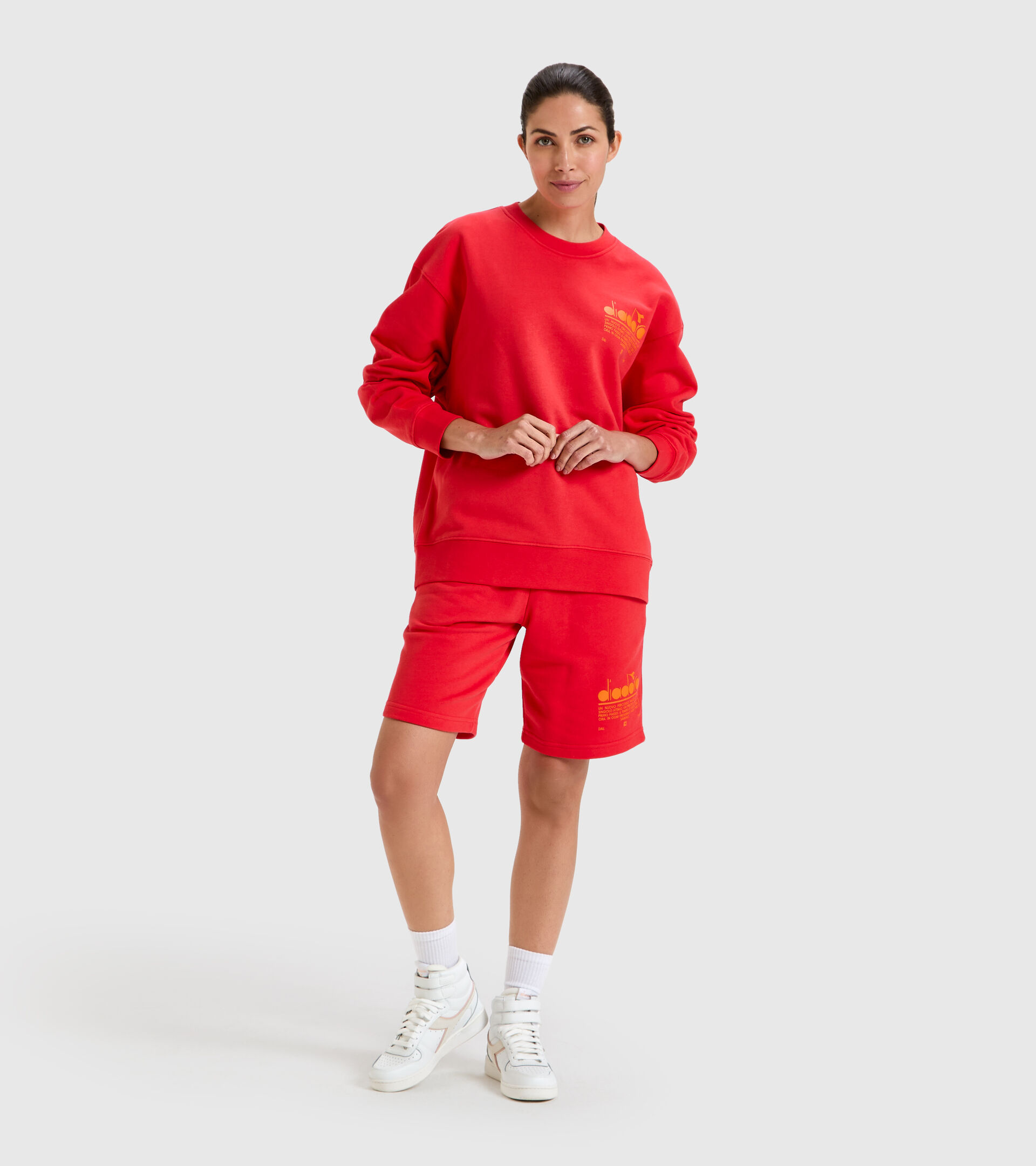 Rundhals-Sweatshirt aus aufgerauter Baumwolle - Unisex SWEATSHIRT CREW MANIFESTO MOHNBLUME ROT - Diadora