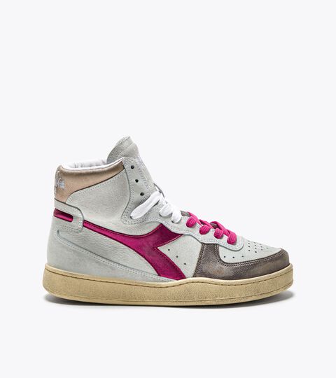 Heritage shoe - Women MI BASKET METAL PIGSKIN USED WN WHITE/FUCSIA RED - Diadora