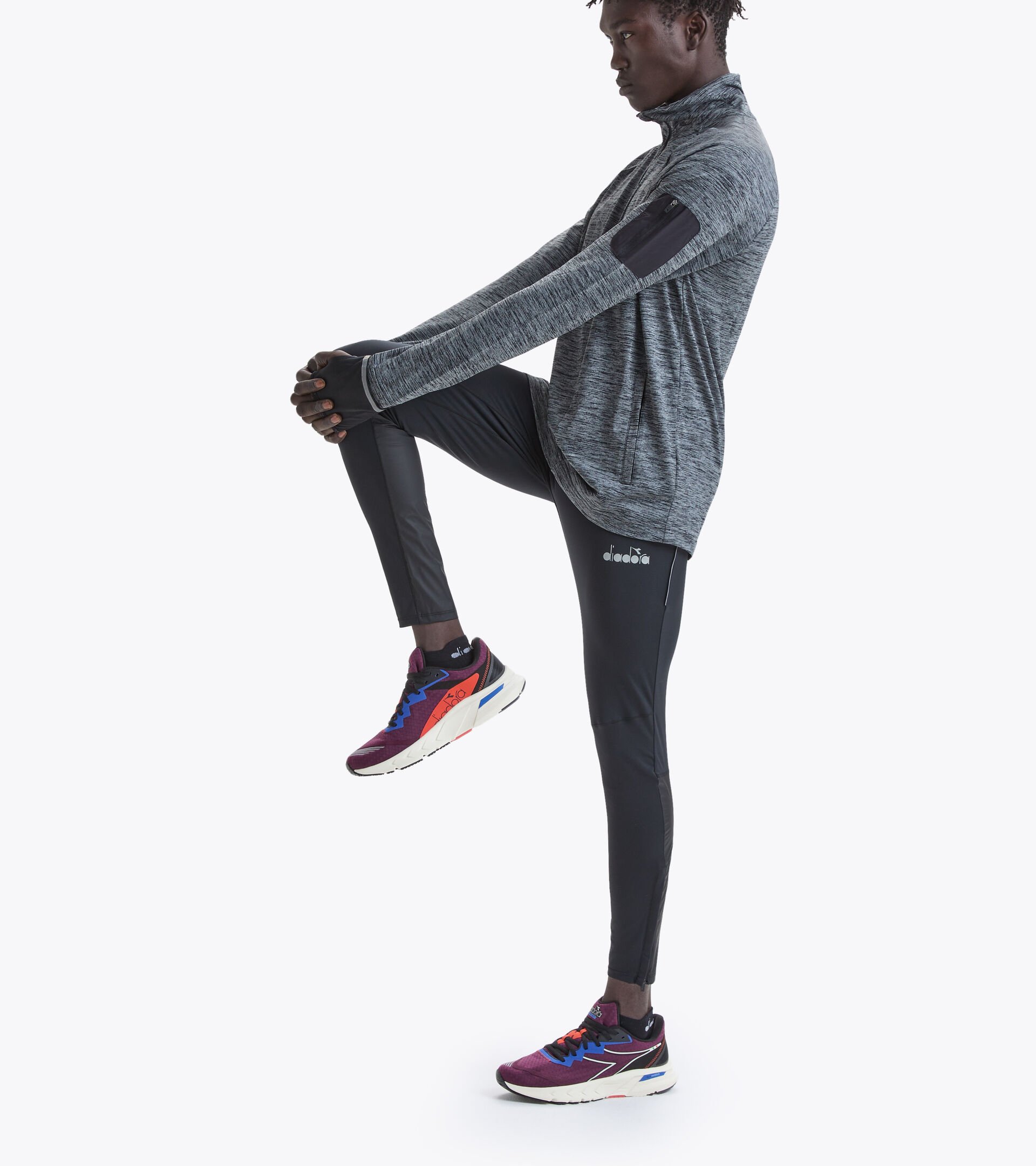 Running leggings - Men WINTER RUNNING TIGHTS BE ONE BLACK - Diadora