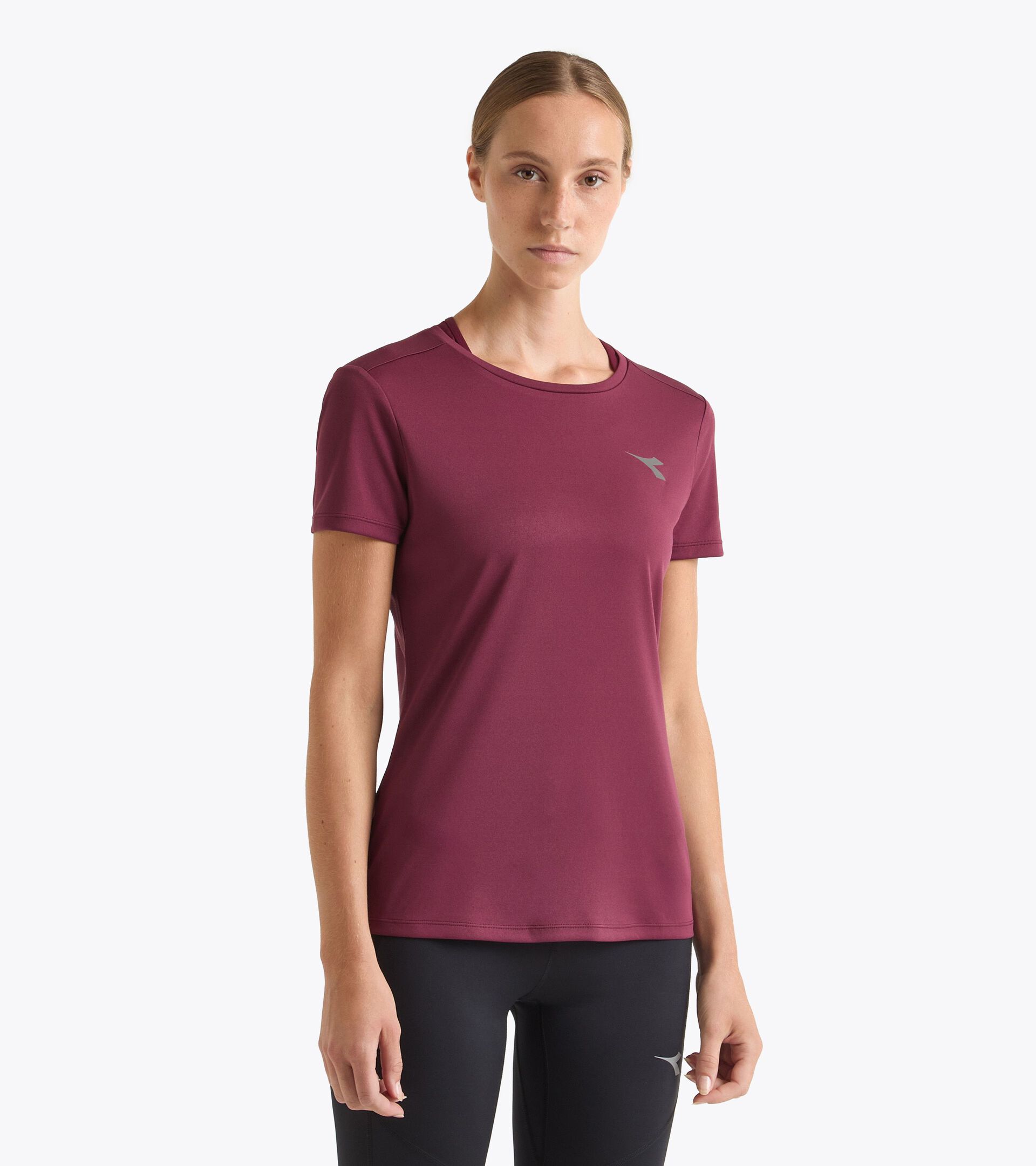 T-shirt sportiva - Donna L. SS T-SHIRT RUN ROSSO GRANATA - Diadora