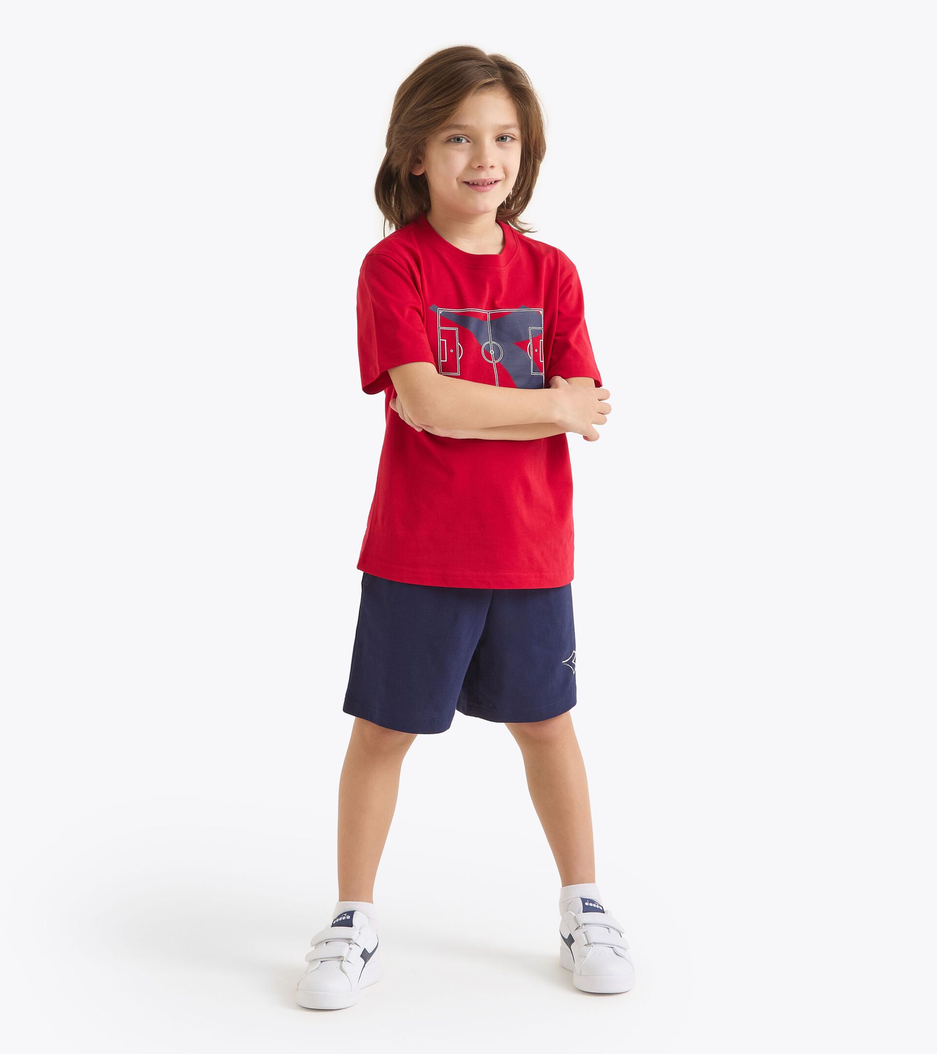Sports set - T-shirt and shorts - Boy JB. SET  ESSENTIAL SPORTS SS RED SALSA - Diadora