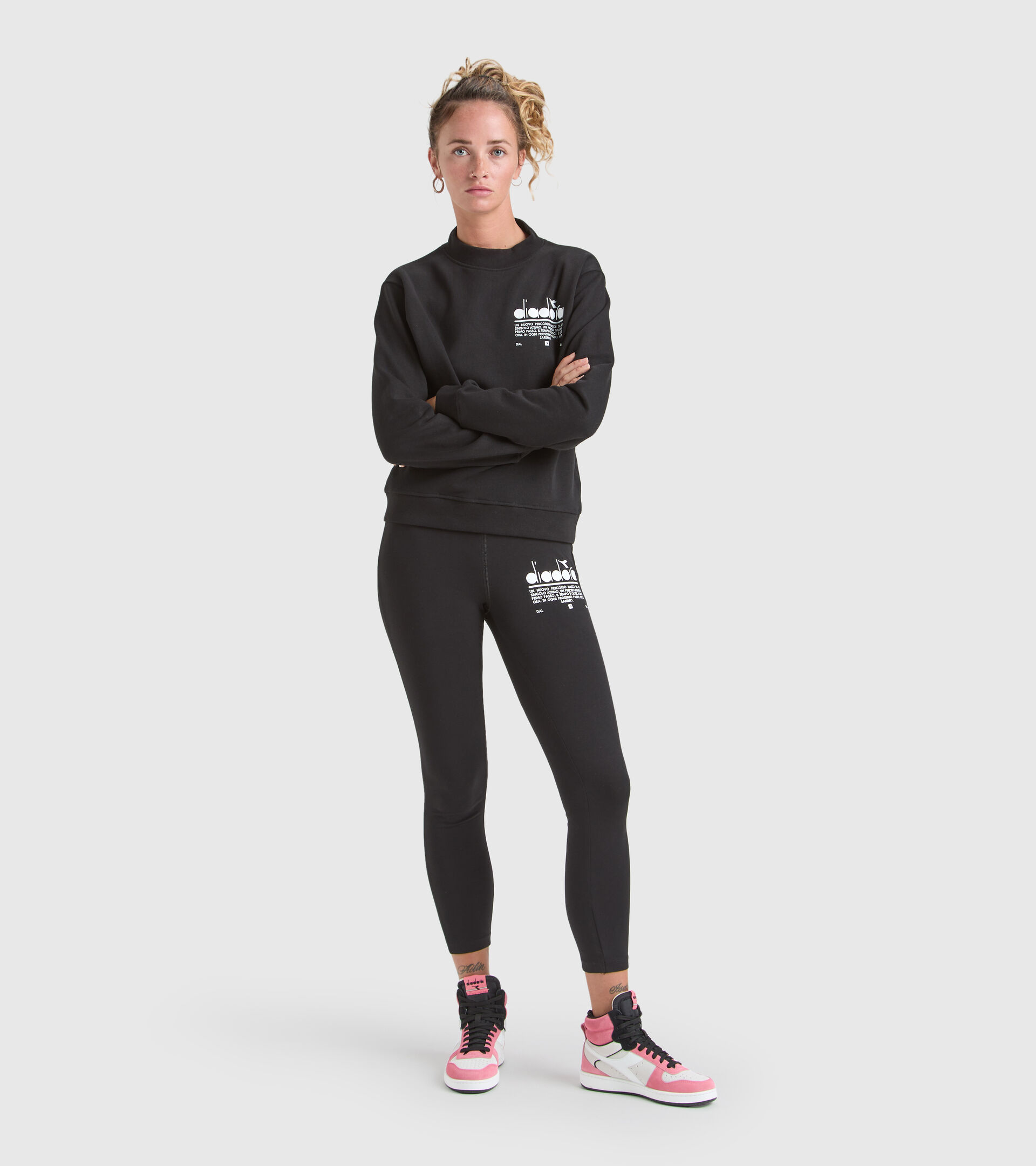 Cotton sweatshirt - Women’s L. SWEATSHIRT CREW MANIFESTO BLACK - Diadora