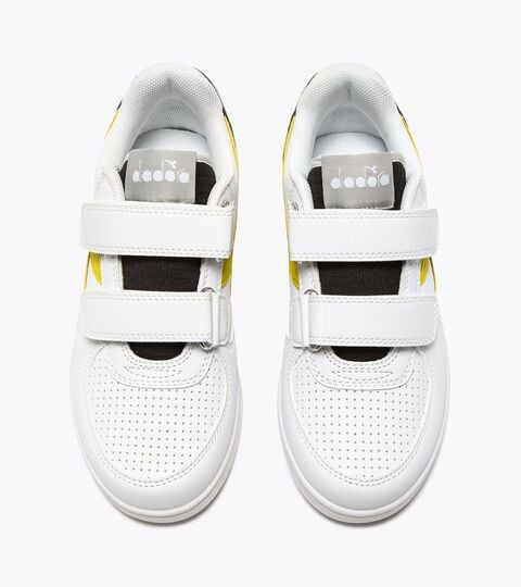 RAPTOR LOW STRIPE PS, WHITE/YELLOW/BLACK Sports shoes - Kids - 4-8 years old RAPTOR LOW STRIPE PS WHITE/YELLOW/BLACK - Diadora