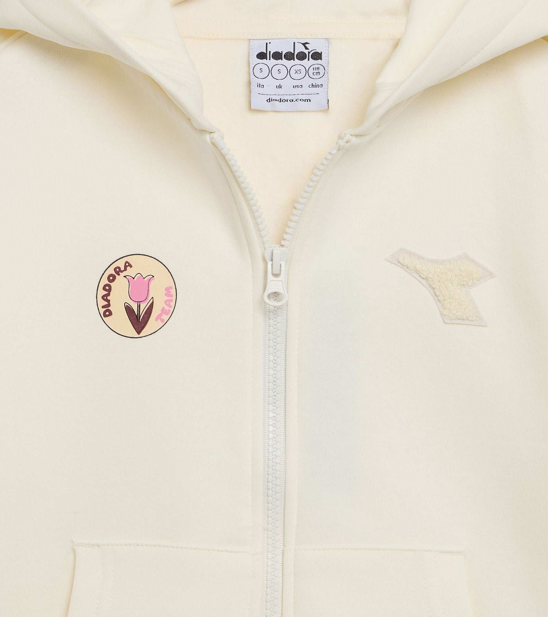 Surv&ecirc;tement cotton look - Regular/Relaxed - Fille JG. TRACKSUIT HD FZ LOGO (BR) BLANC GARDENIA - Diadora