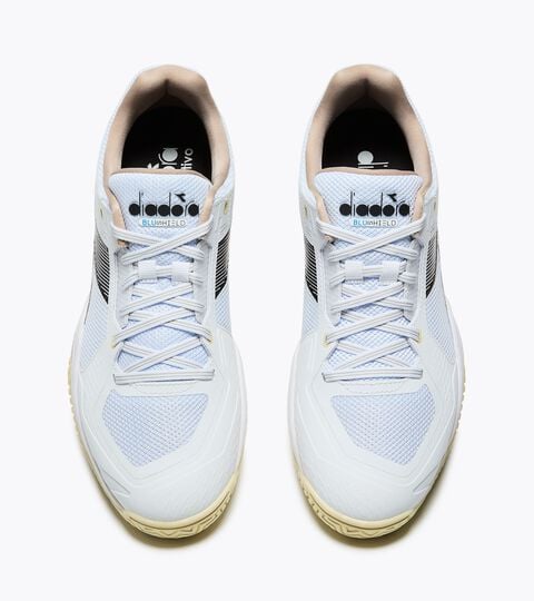 Tennis shoe for hard surfaces and clay courts -  Protection and cushioning - Men&rsquo;s BLUSHIELD TORNEO 3 AG WHITE /BLACK/RUTABAGA - Diadora