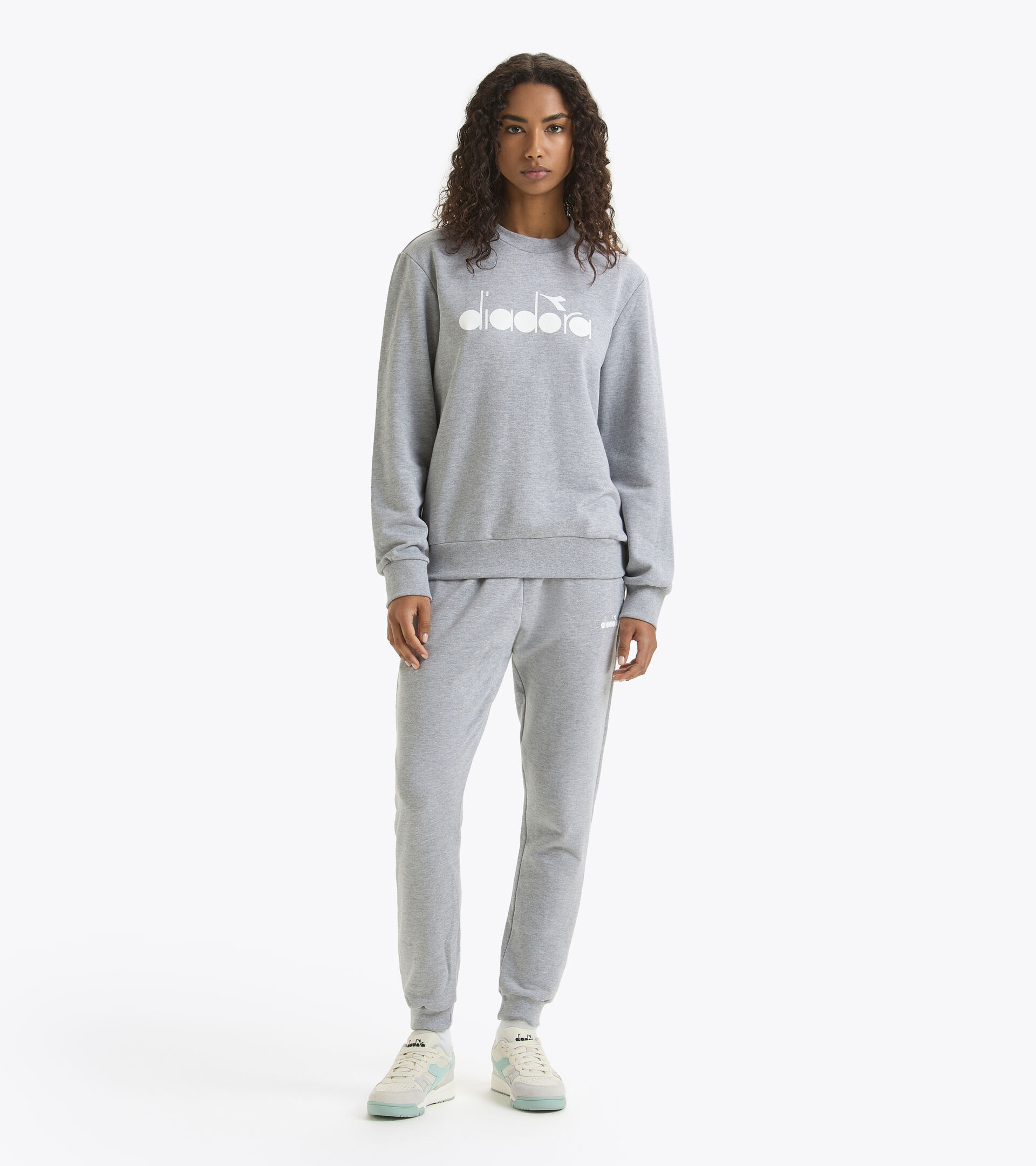 Sportliches Sweatshirt - Made in Italy - Gender Neutral SWEATSHIRT CREW LOGO HOCHHAUS MELANGE - Diadora