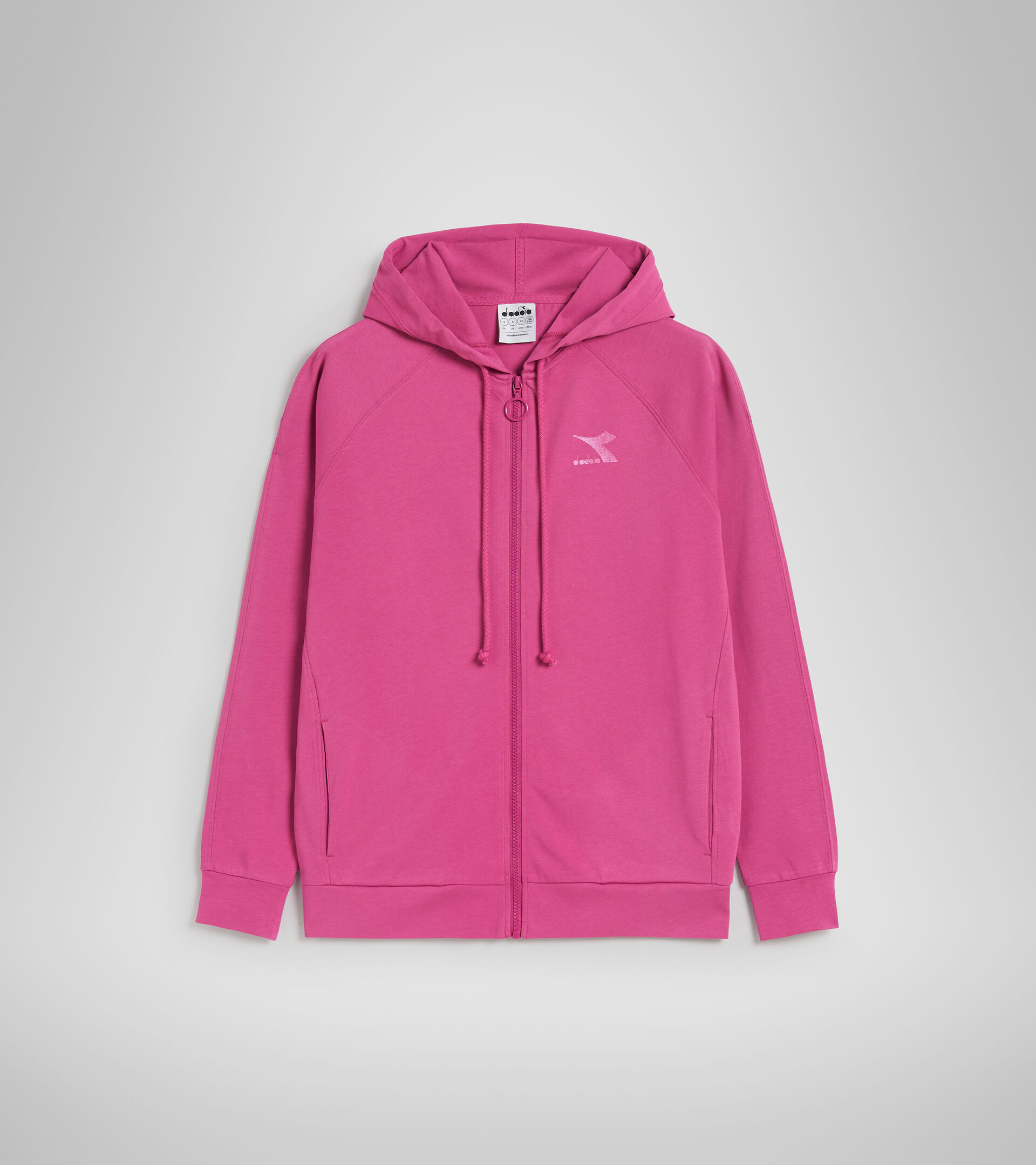 Cotton sports sweatshirt - Women L. HOODIE FZ CHROMIA PINK IBIS - Diadora