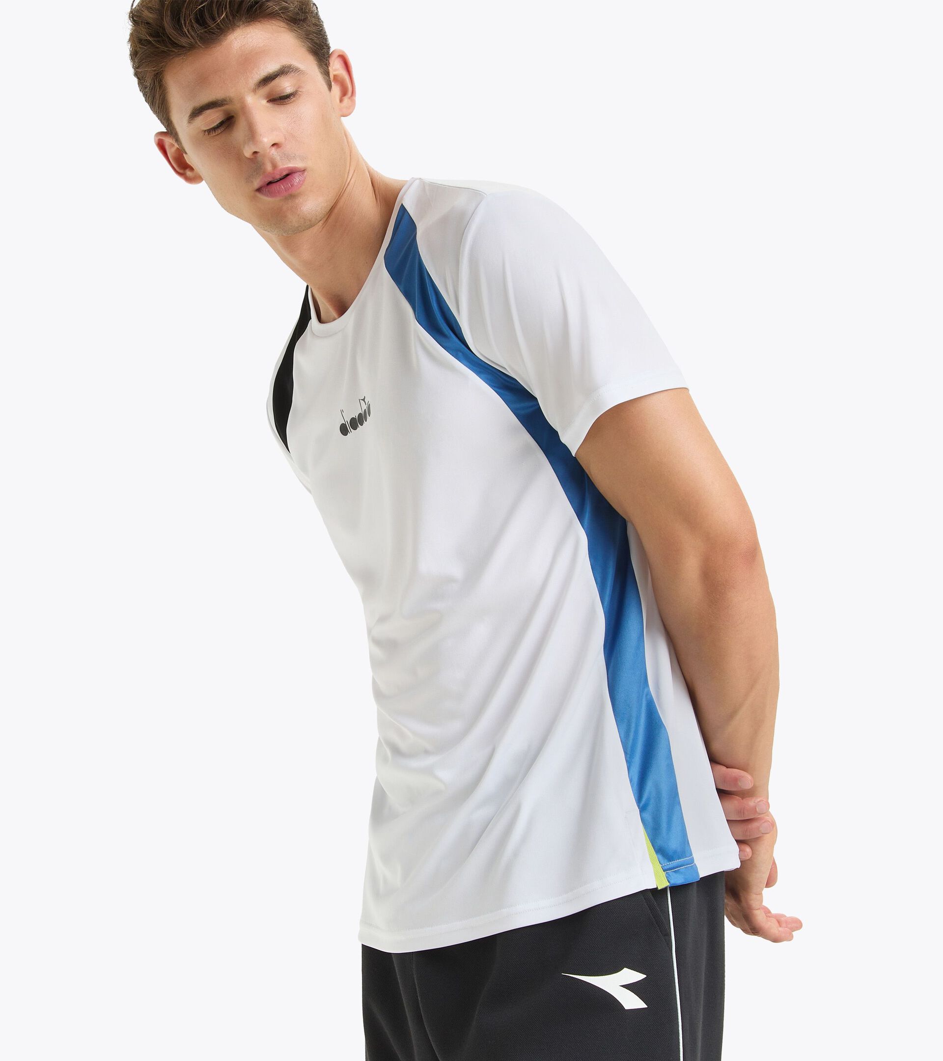 Tennis t-shirt - Men SS T-SHIRT OPTICAL WHITE/DEJA VU BLUE - Diadora