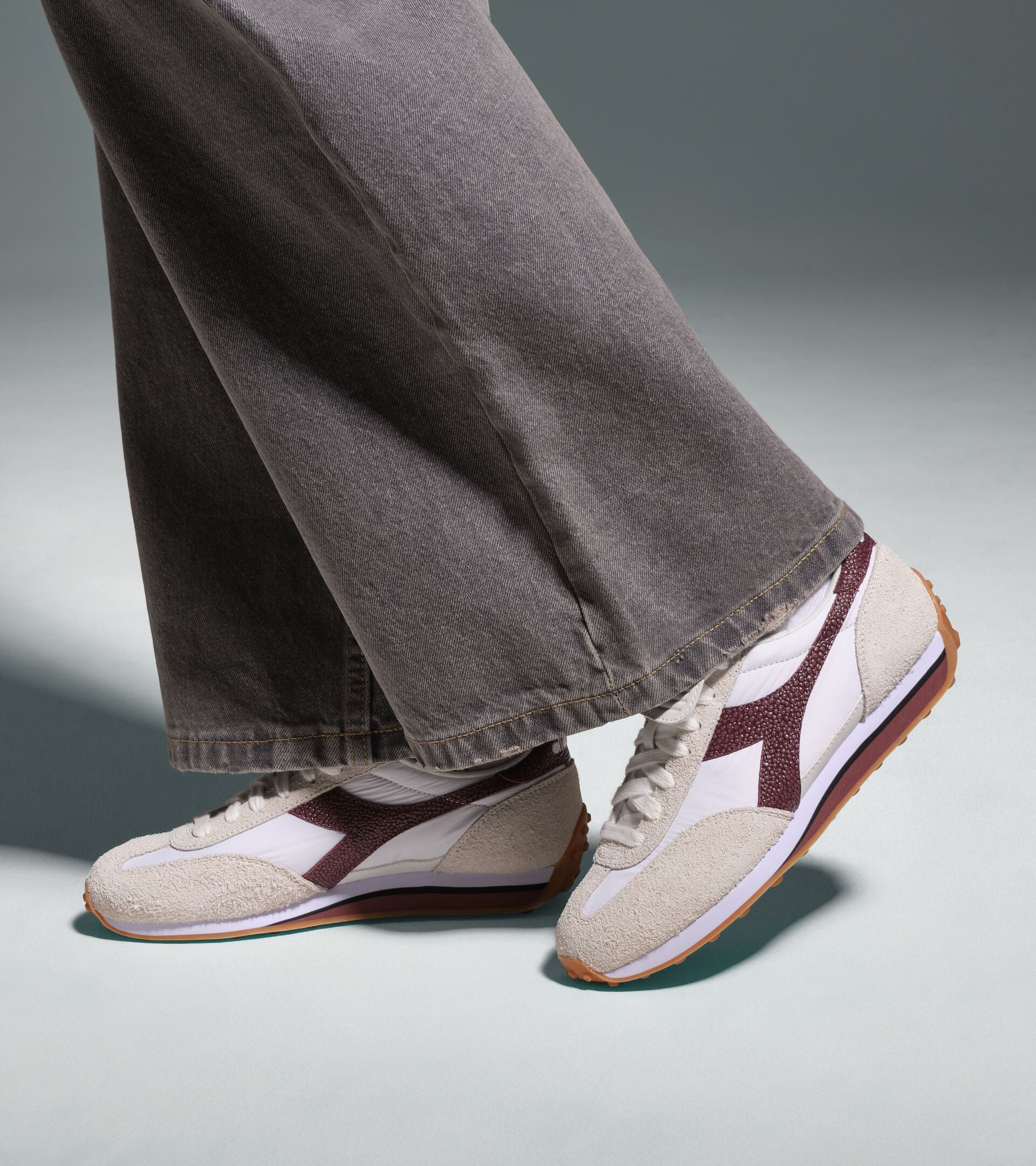 Zapatillas de ante de ca&ntilde;a baja - Mujer RALLY INDOOR BIANCO/VIOLA AVVENTO - Diadora