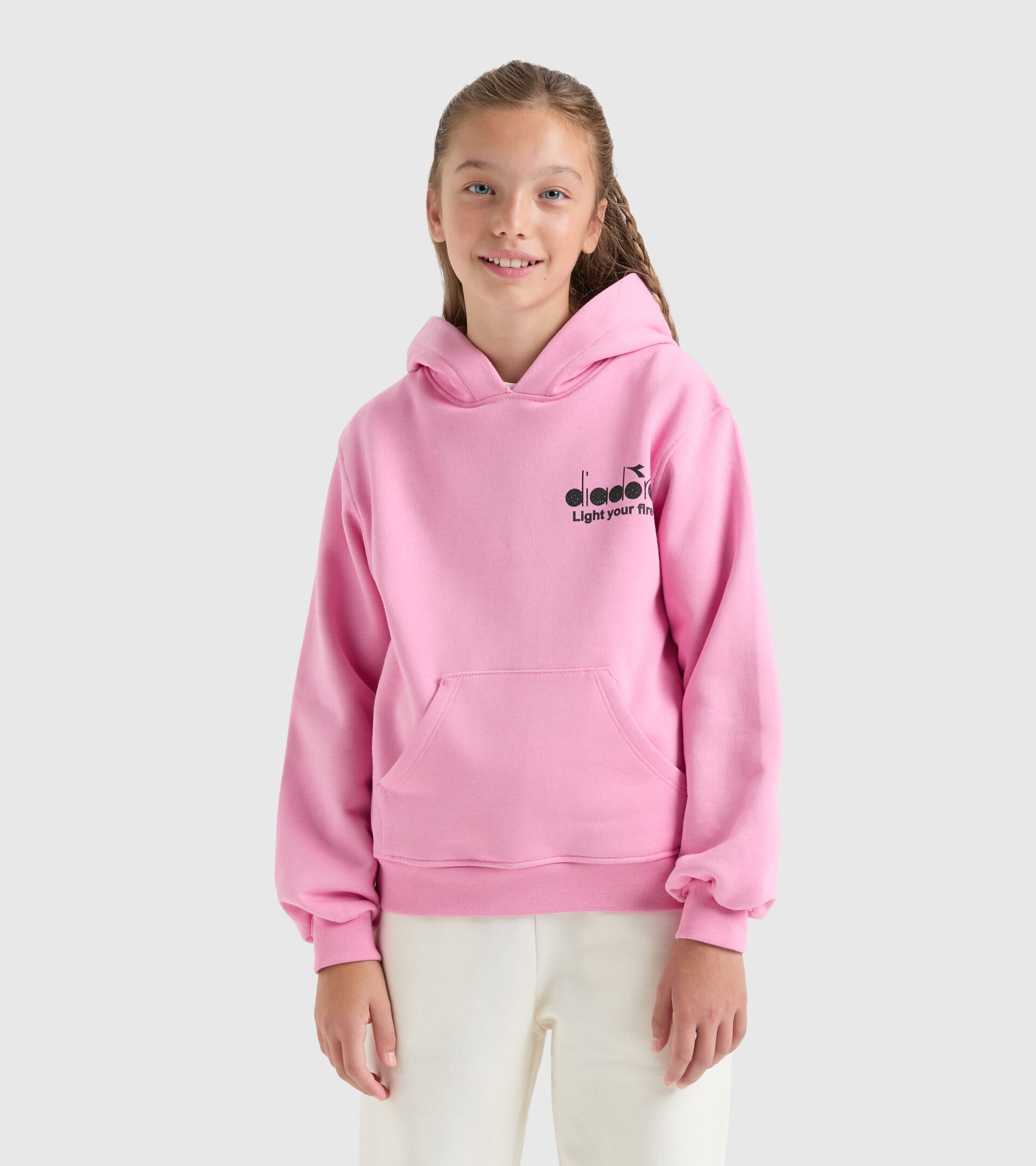 Hoodie with pocket - Girl JG.HOODIE D PINK MOTHER-OF-PEARL - Diadora