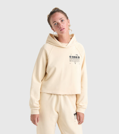 Sudadera de algodón con capucha - Mujer L. HOODIE CROP MANIFESTO MANTECADA - Diadora