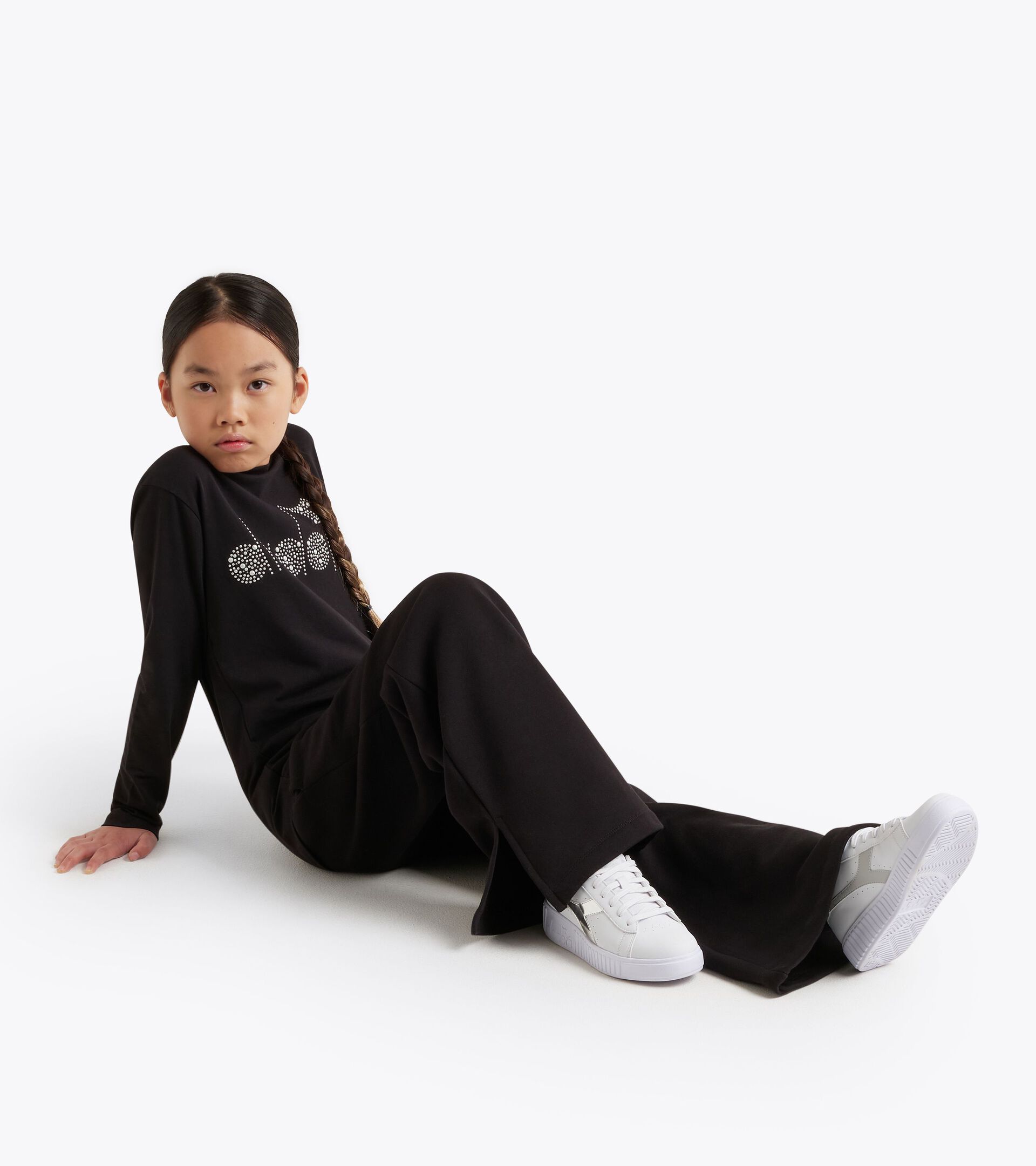 Flare pants - Girls JG. FLARE PANTS RHINESTONE BLACK - Diadora