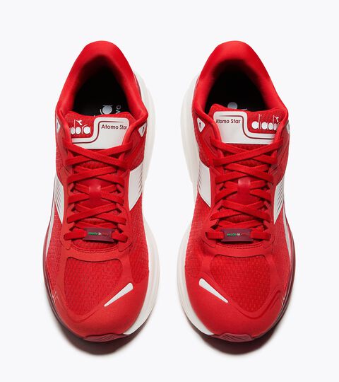 Made in Italy running shoe - Lightness and cushioning - All-Gender ATOMO STAR FIERY RED/WHITE - Diadora