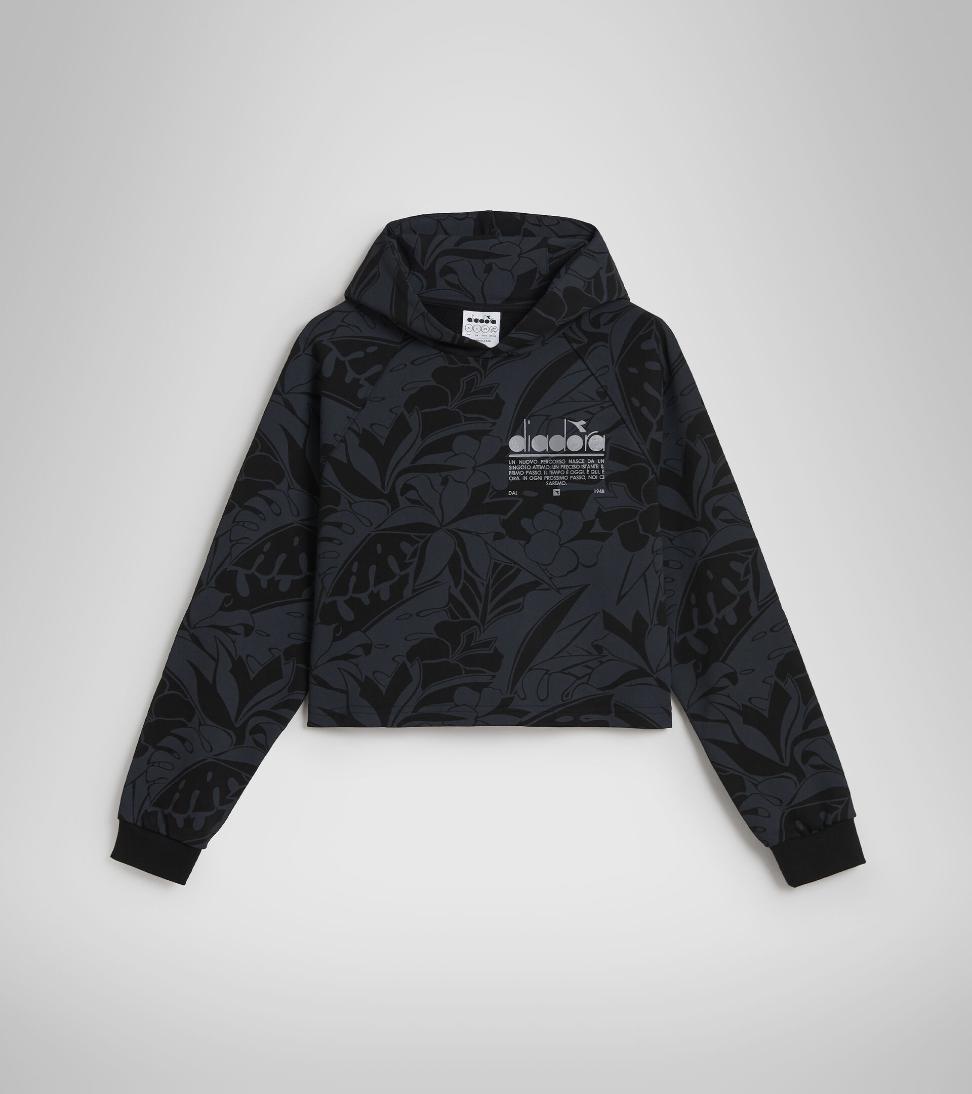 Cropped Cotton hoodie - Women L. HOODIE CROP MANIFESTO BLACK - Diadora