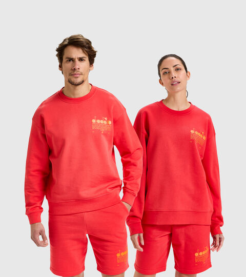 Cotton round-neck sweatshirt - Unisex SWEATSHIRT CREW MANIFESTO POPPY RED - Diadora
