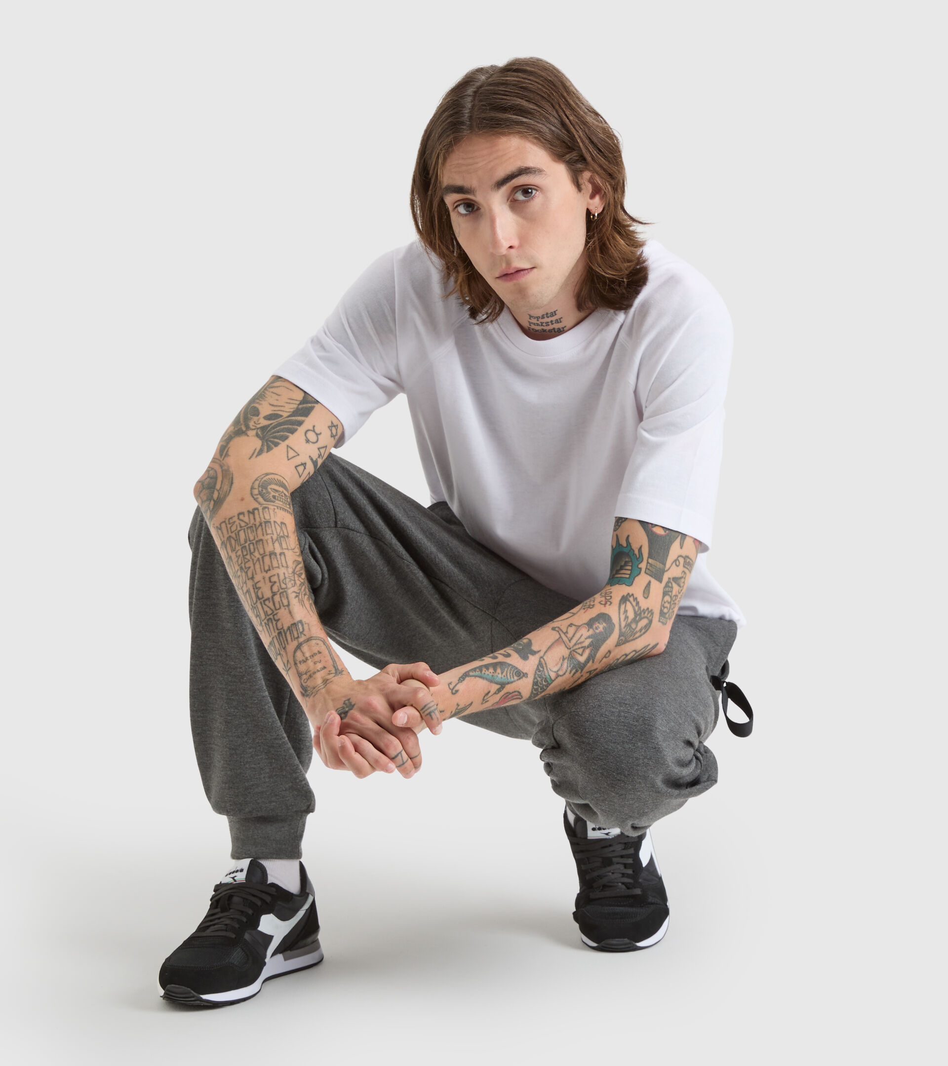 Polyester and viscose joggers - Men’s JOGGER PANT URBANITY DARK GULL GRAY MELANGE - Diadora