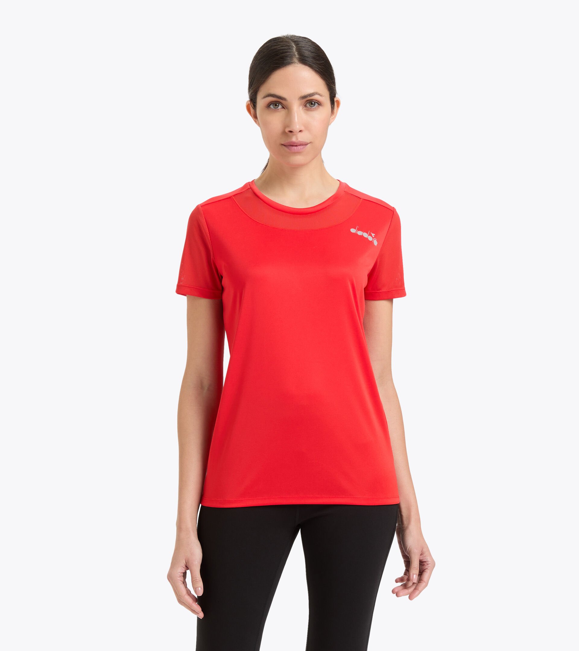 Camiseta para correr de poliéster - Mujer L. SS CORE TEE ROJO INTENSO - Diadora