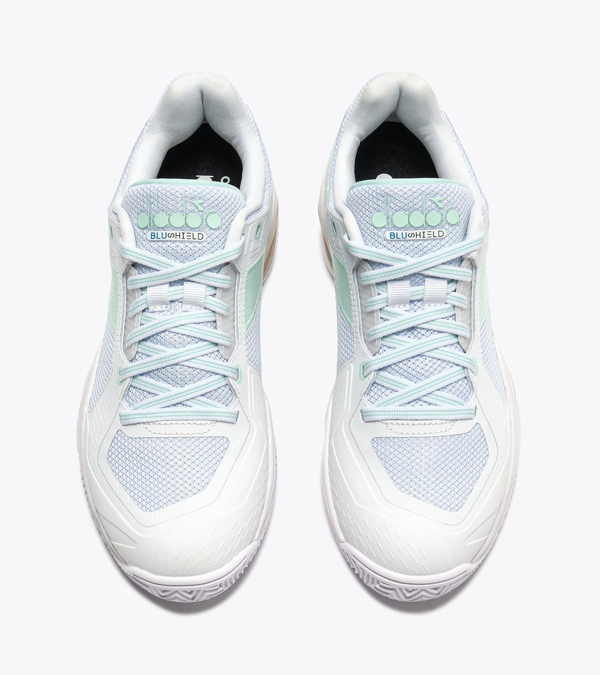Chaussures de tennis pour terrains en terre battue - Protection et amorti - Femme BLUSHIELD TORNEO 3 W CLAY BIANCO/VERDE BAIA - Diadora