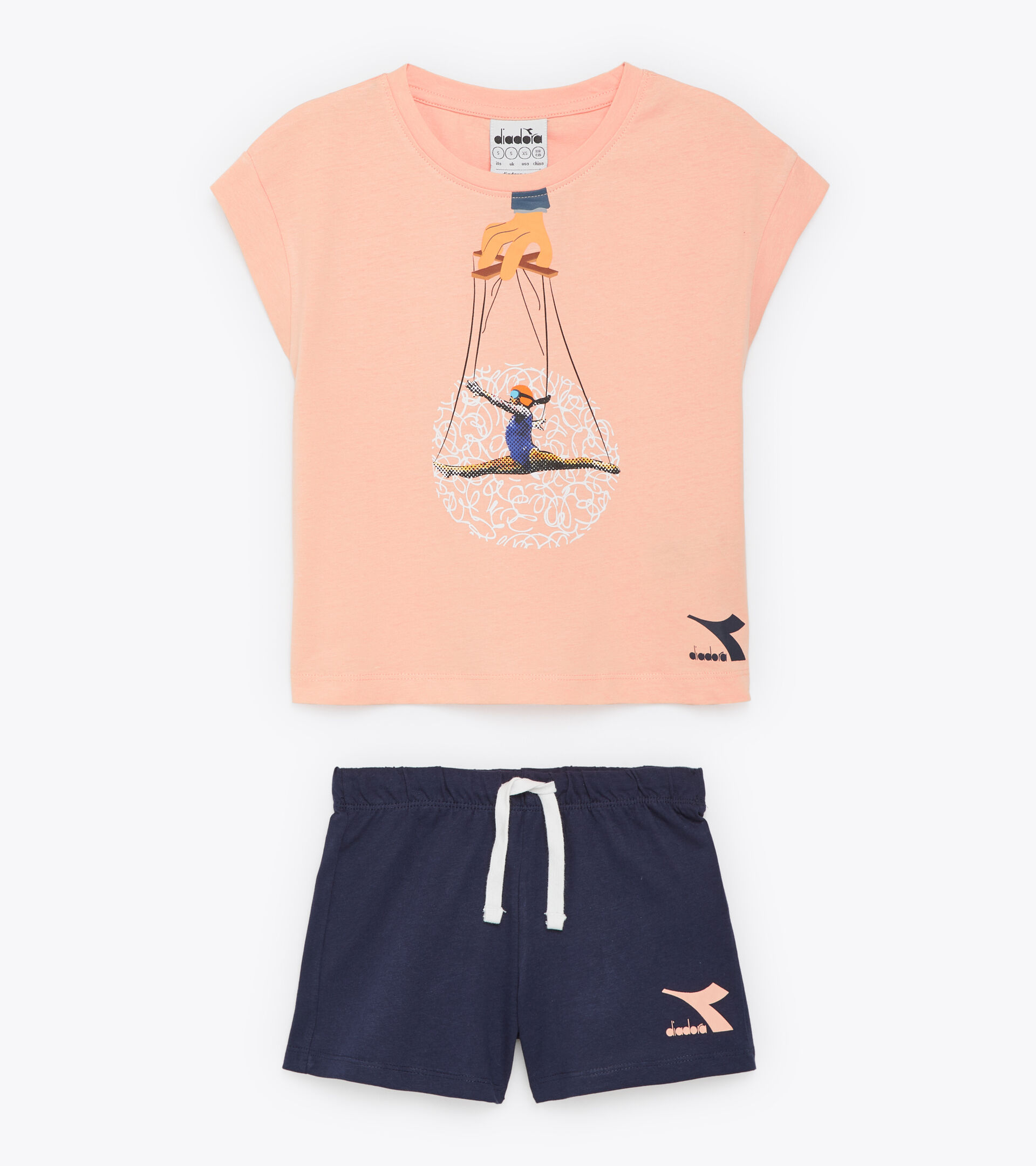 Sport set - Girls JG.SET SS SPORT ART PINK MELODY - Diadora