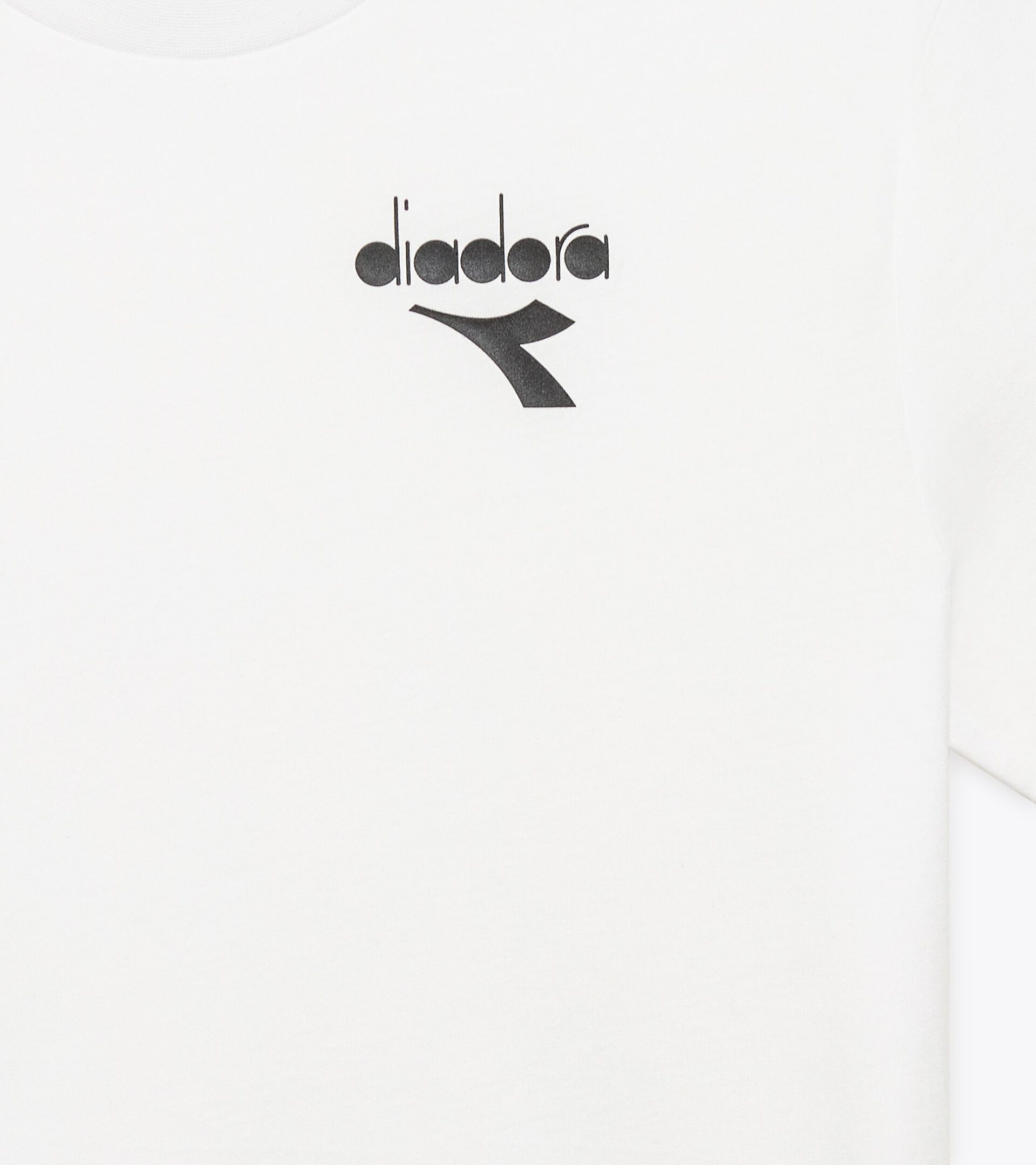 Cotton t-shirt - Men’s T-SHIRT SS ESS. SPORTS SL OPTICAL WHITE/BLACK - Diadora