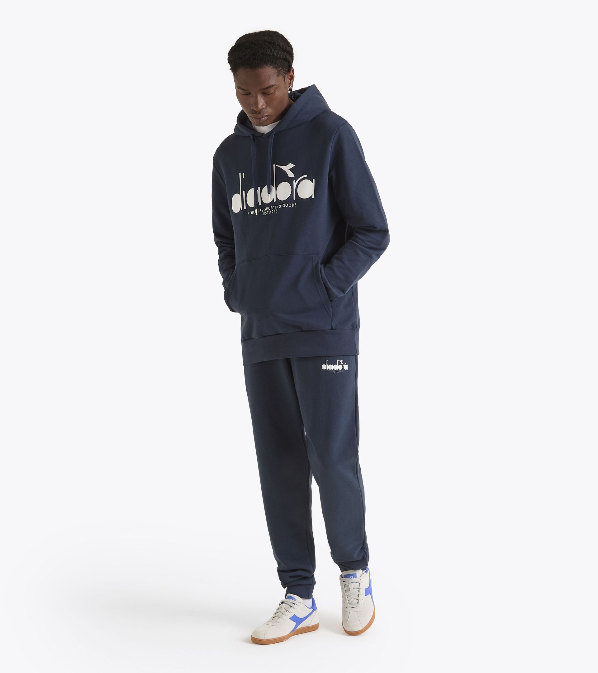 Sudadera con capucha color block - Para todos los g&eacute;neros HOODIE LOGO AZUL NOCHE - Diadora