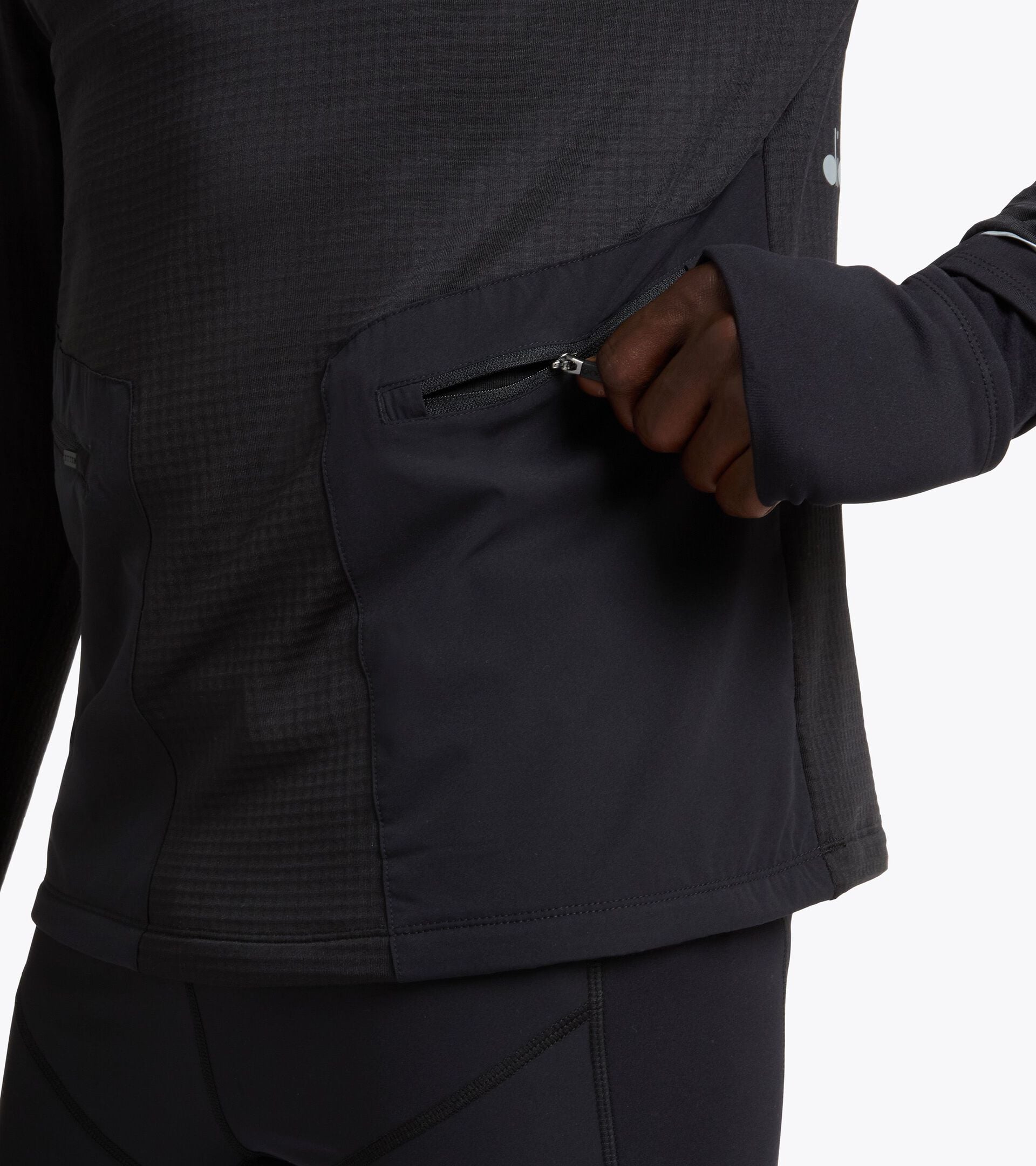 Thermoregulating Fleece with FIBRAZERO Yarns - Running Winter Protection - Men&rsquo;s WARM UP WINTER FIBRAZERO BLACK - Diadora