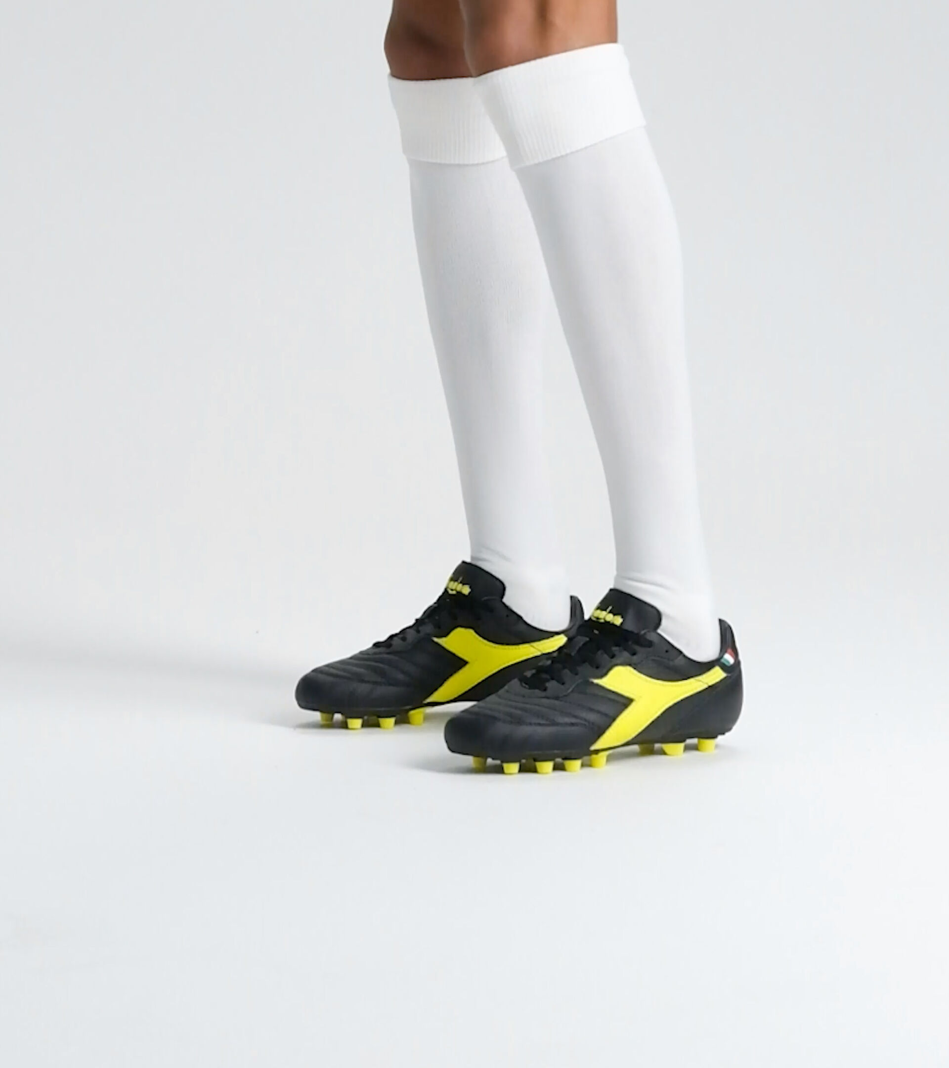 Firm ground football boot BRASIL LT+ MDPU BLACK/FLUO YELLOW DIADORA - Diadora
