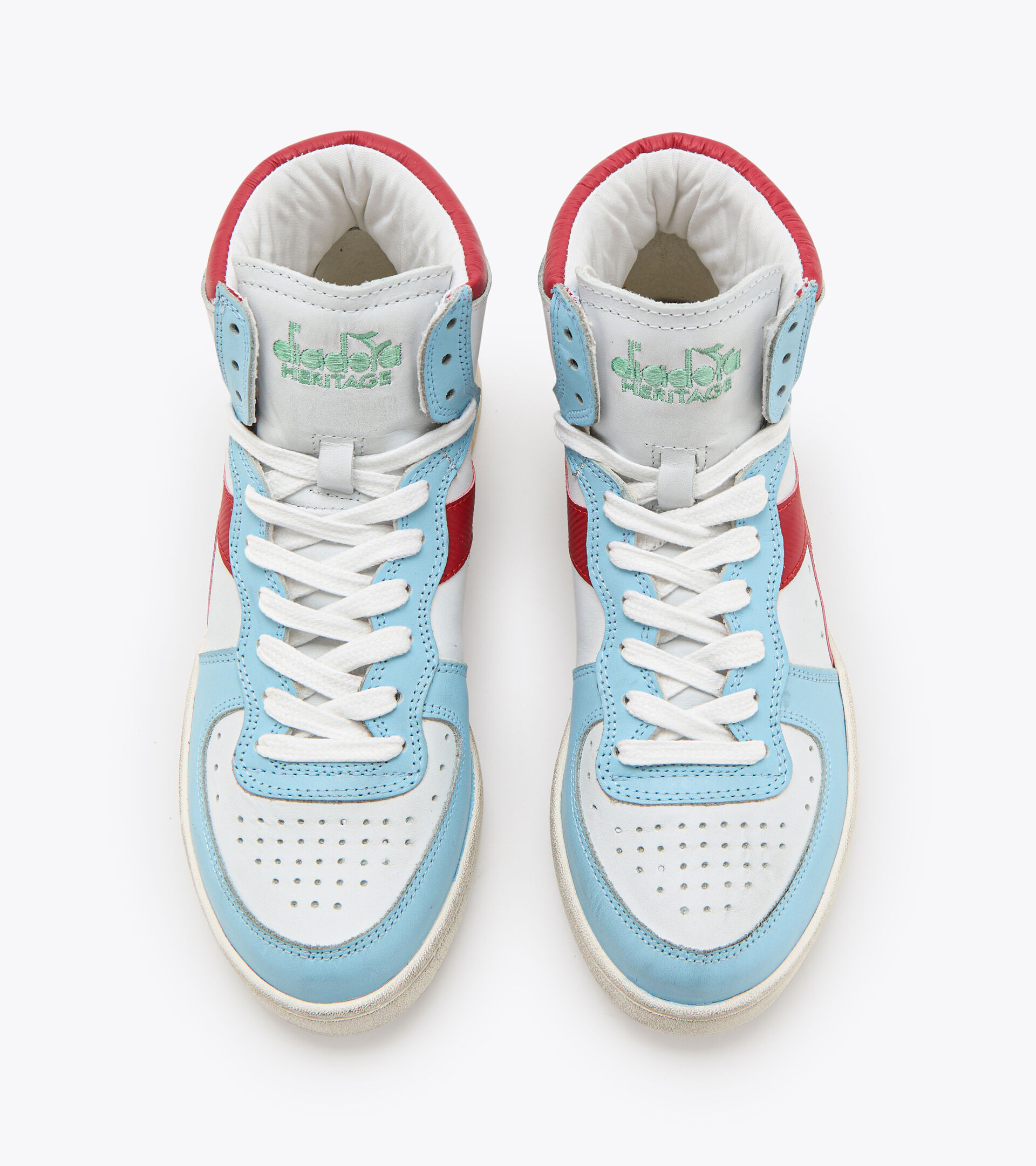 Chaussures Heritage - Gender neutral MI BASKET USED BLANC/BLEU-VERT - Diadora