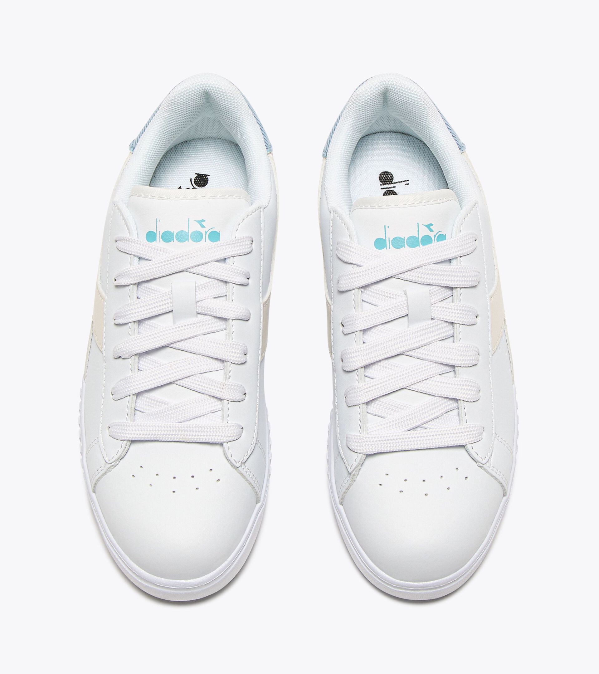 Sports shoe -  8 to 16 years old - All-gender GAME STEP METAL GS WHITE/SKY-BLUE - Diadora