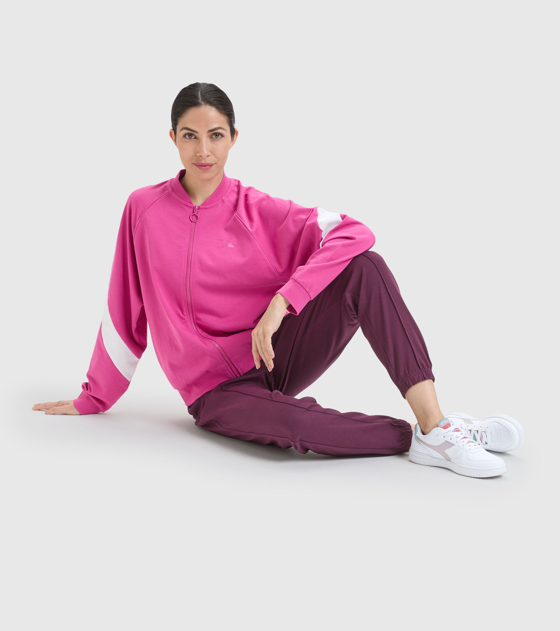 Chándal deportivo de algodón - Mujer L.TRACKSUIT FZ CORE ROSA IBIS - Diadora