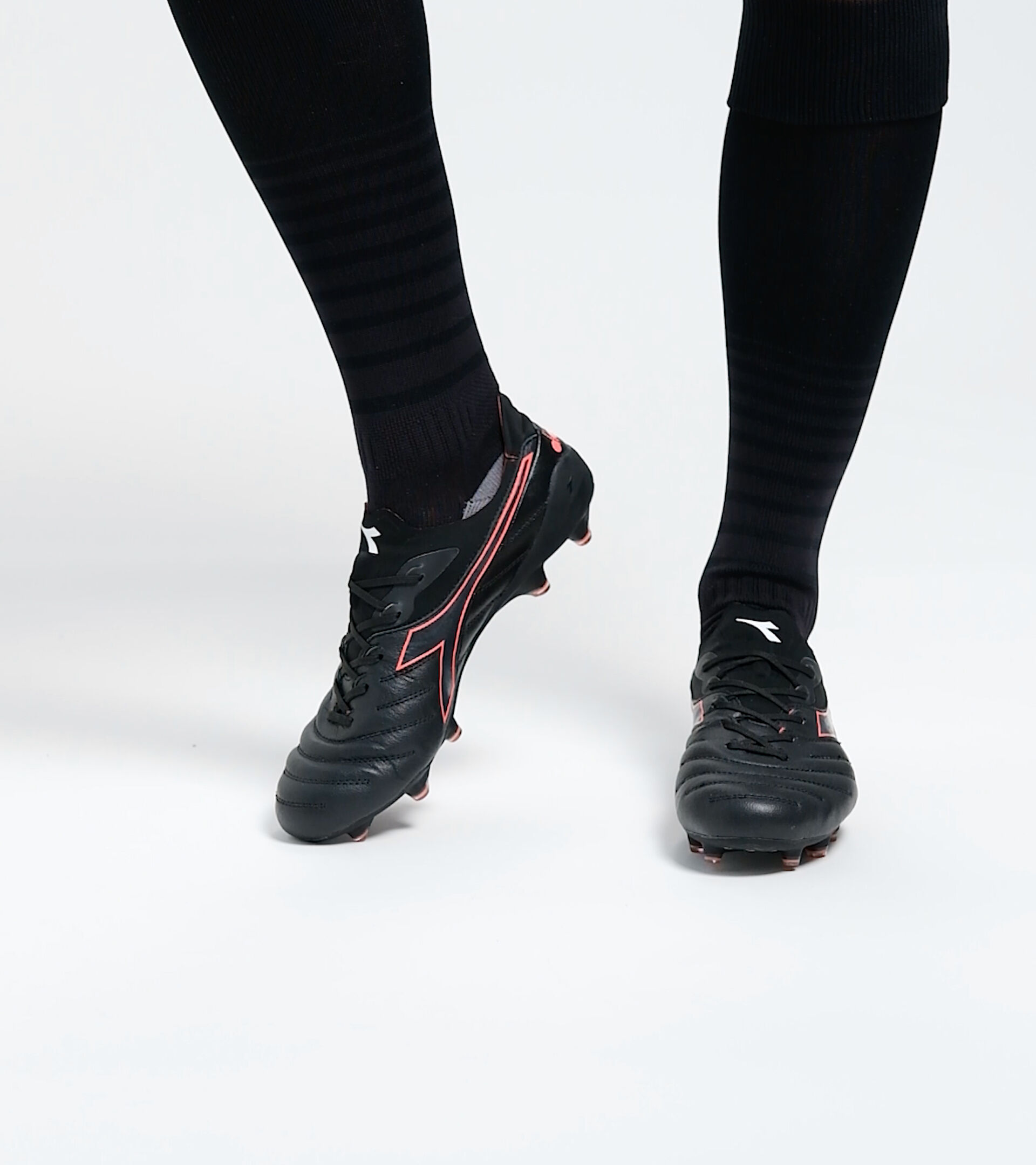 Firm ground football boot BRASIL ELITE TECH LPX BLACK/RED FLUO - Diadora