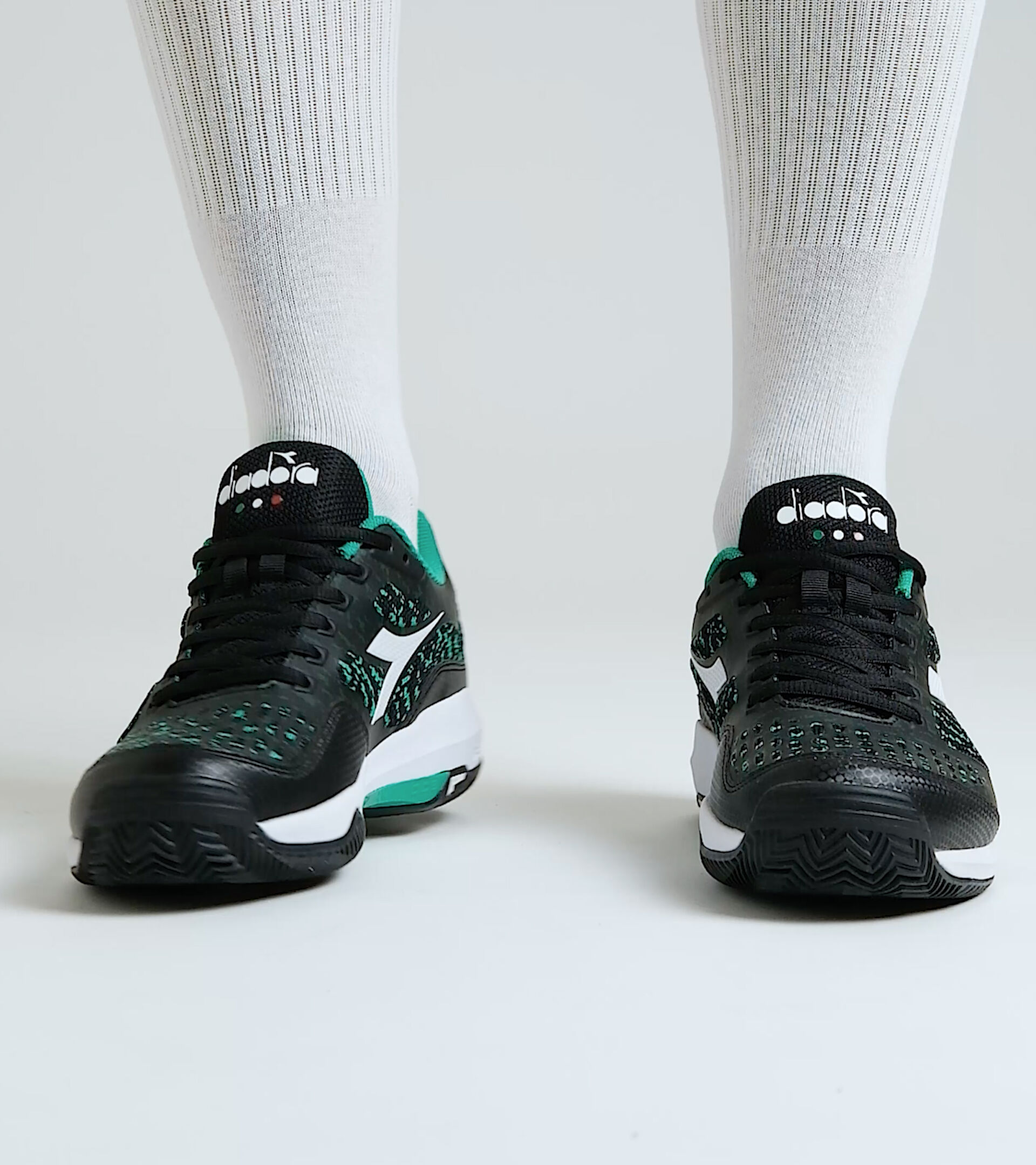 Clay and hard court tennis shoe - Men S.SHOT CLAY BLACK/WHITE/HOLLY GREEN - Diadora