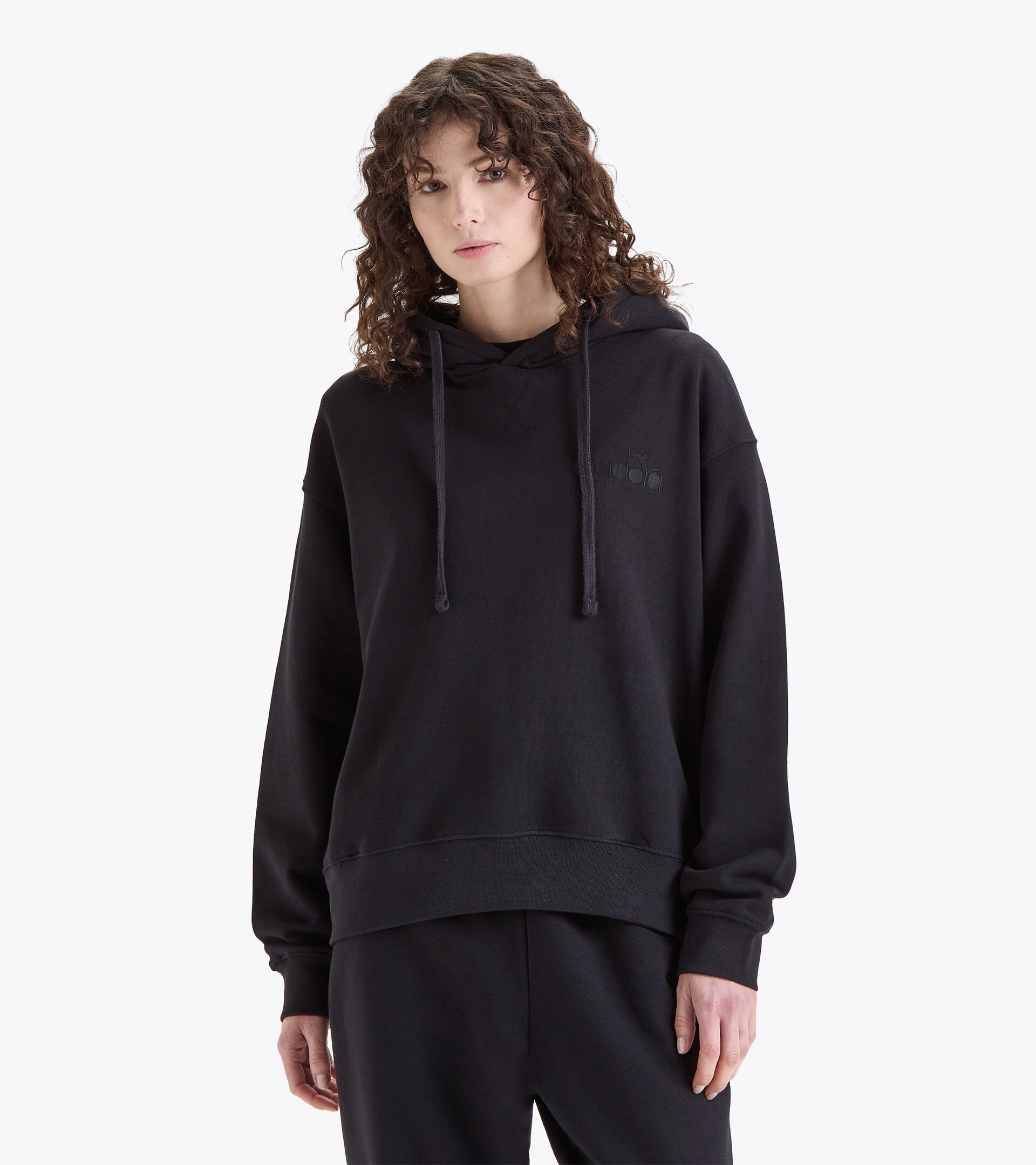 Sudadera con capucha de algodón - Unisex HOODIE SPW LOGO NEGRO - Diadora