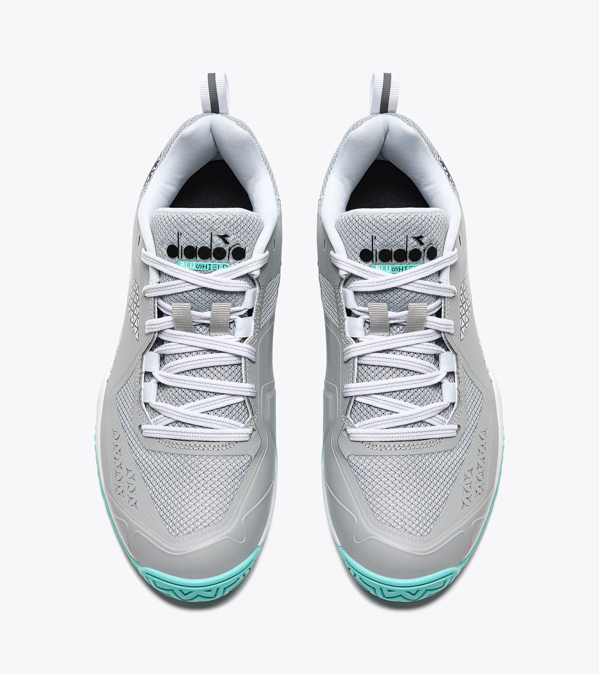 Tennis shoes for hard surfaces or clay courts - Women BLUSHIELD TORNEO 2 W AG SILVER DD/BLACK/ARUBA BLUE - Diadora