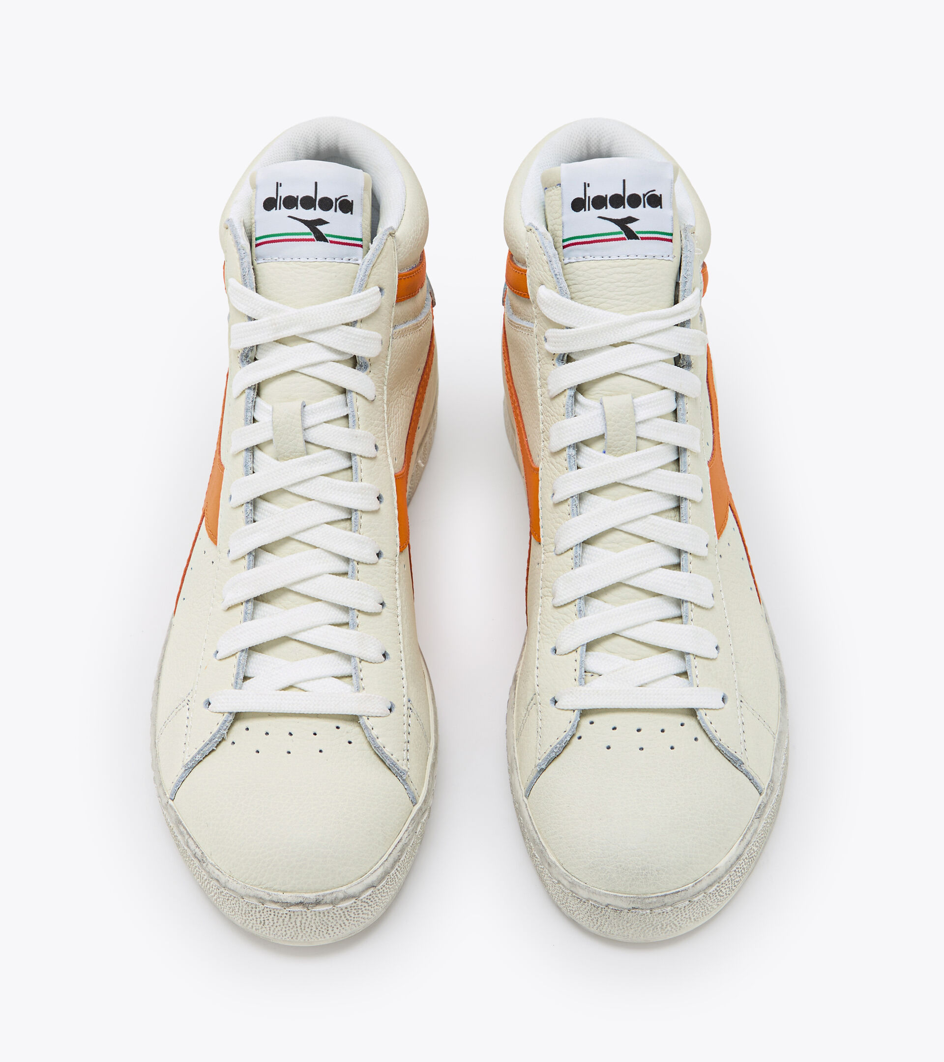 Sporty sneakers - Unisex GAME L HIGH FLUO WAXED WHITE/ORANGE 1575 C - Diadora