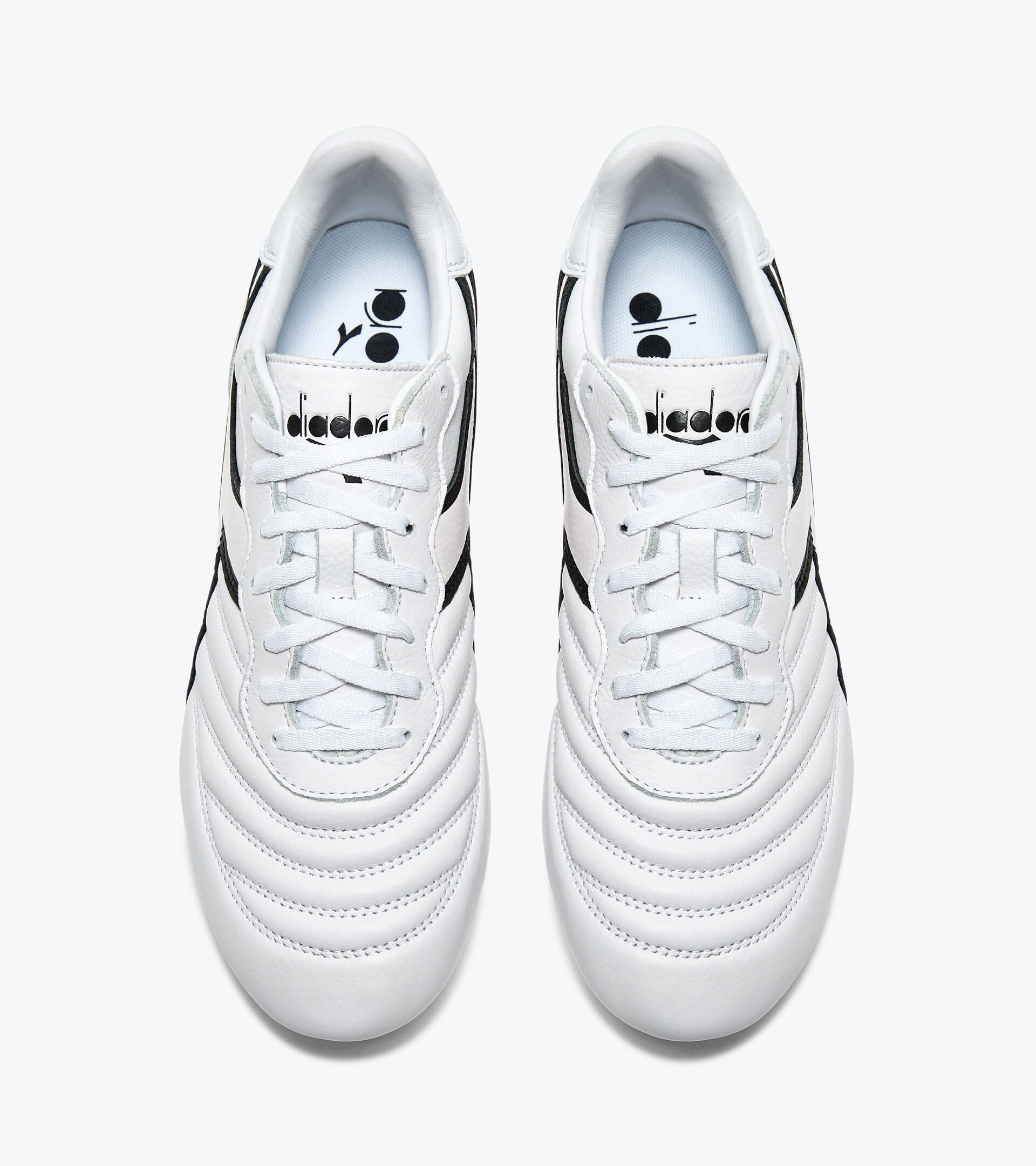 Leather calcio boots for firm ground - Men's BRASIL LT+ MDPU WHITE/BLACK - Diadora