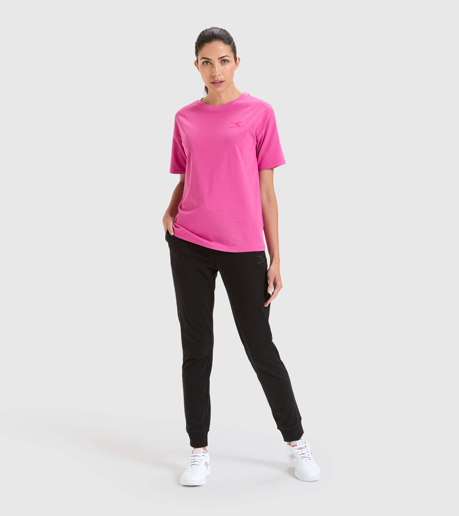 Camiseta deportiva de algodón - Mujer L.T-SHIRT SS CHROMIA ROSA IBIS - Diadora