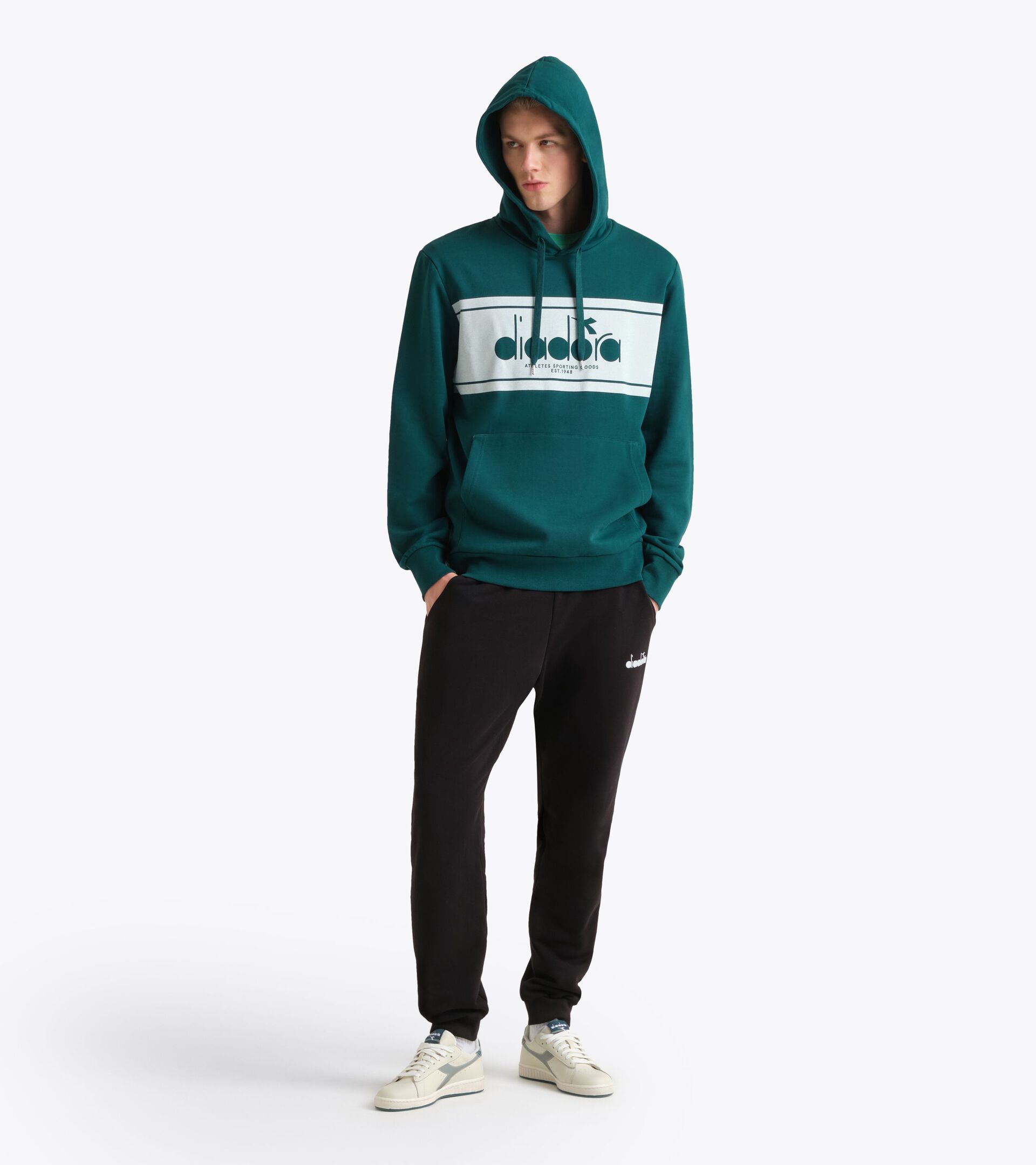 Sudadera con capucha color block - Para todos los g&eacute;neros HOODIE LOGO SOMBREADO PICEA - Diadora