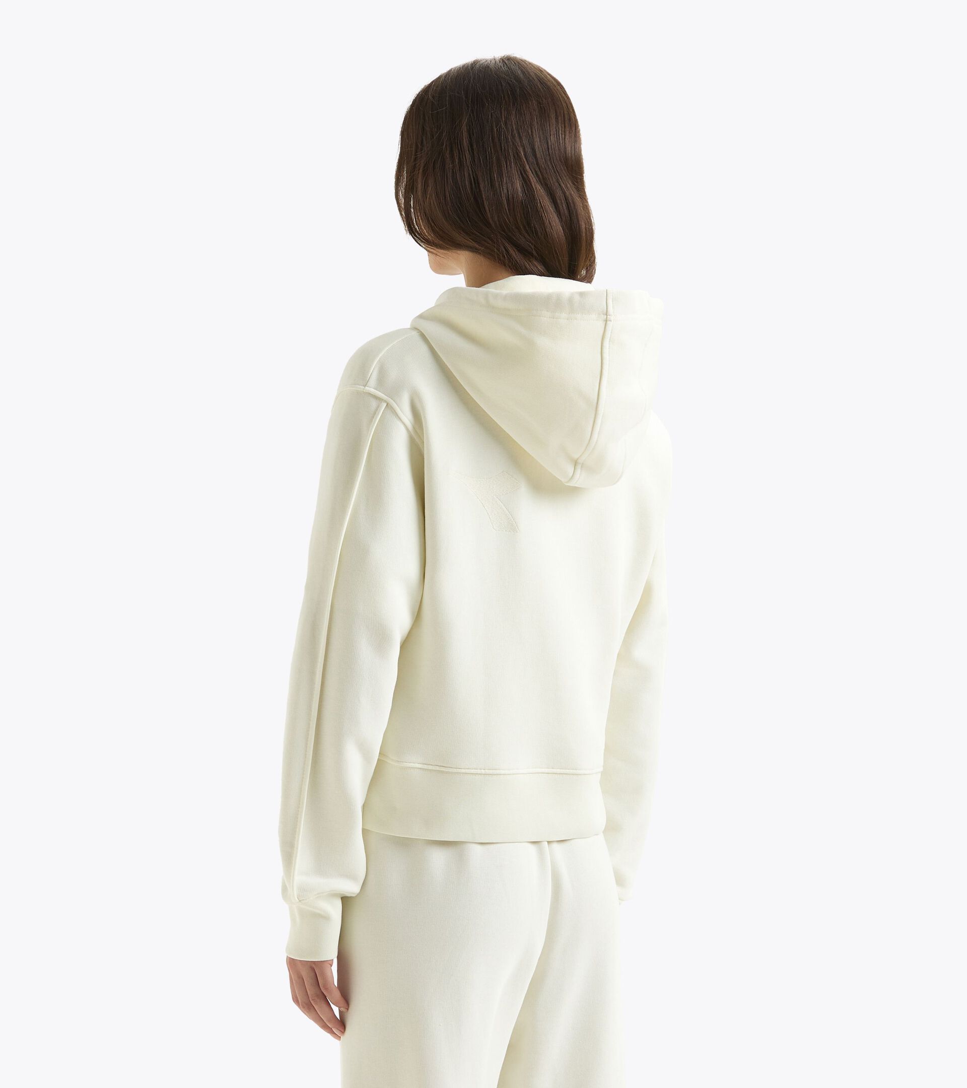 Sweat-shirt à capuche - Femme L. HOODIE ATHL. LOGO BLANCHE VANILLE GLACE - Diadora