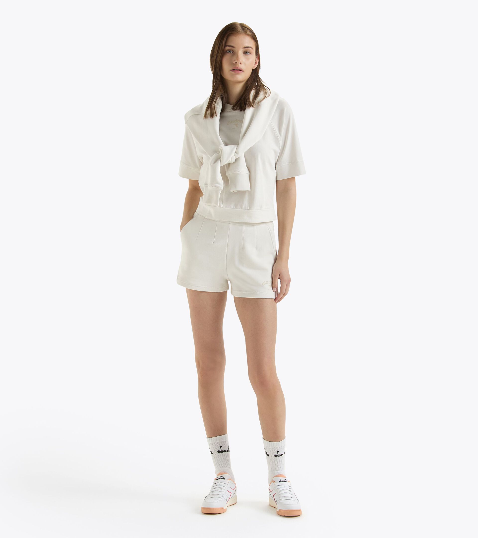 Shirts - Women's L. SHORTS ATHL. LOGO WHITE MILK - Diadora