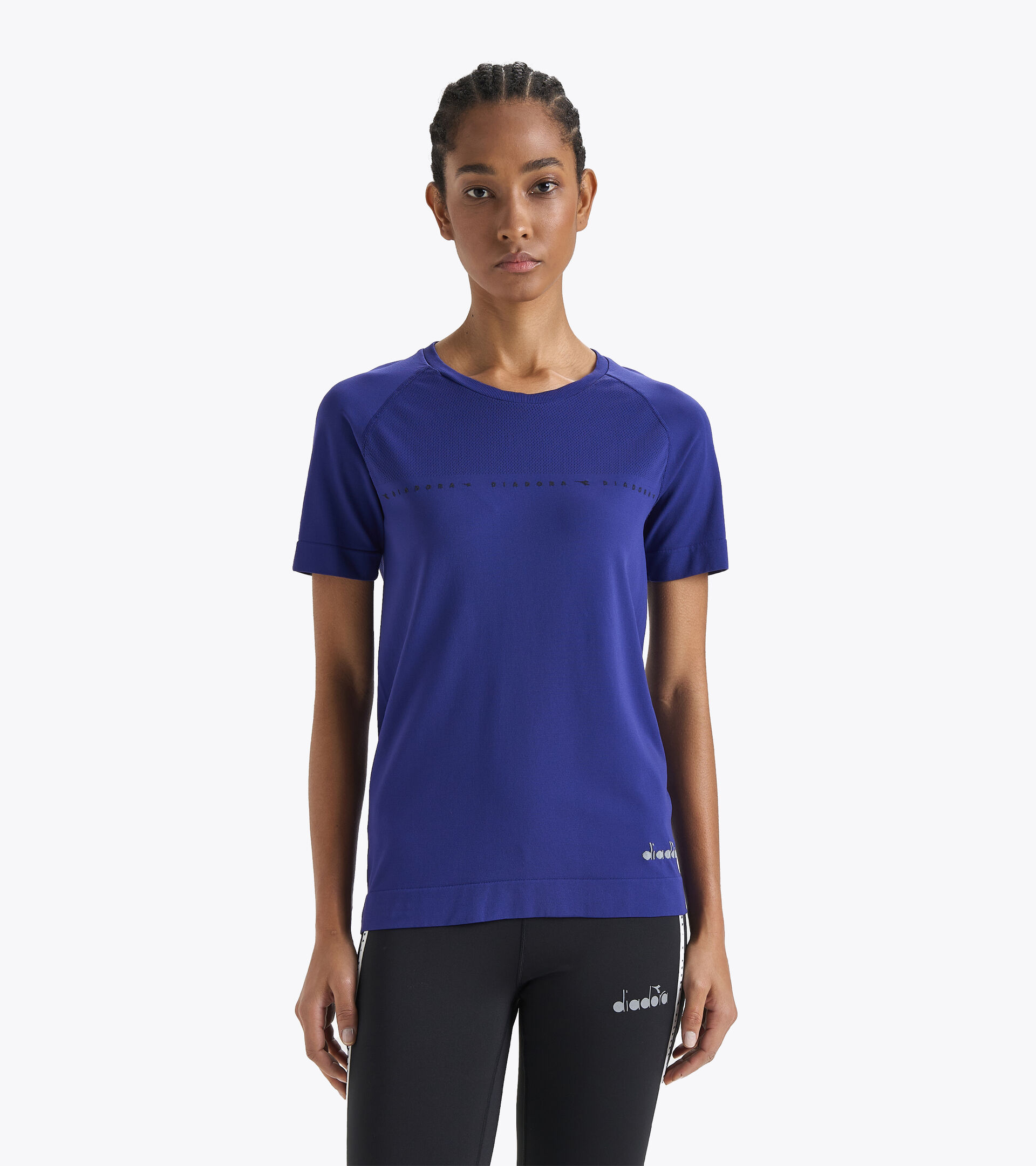 Maglietta da running Made in Italy - Donna L. SS SKIN FRIENDLY T-SHIRT BLUE PRINT - Diadora