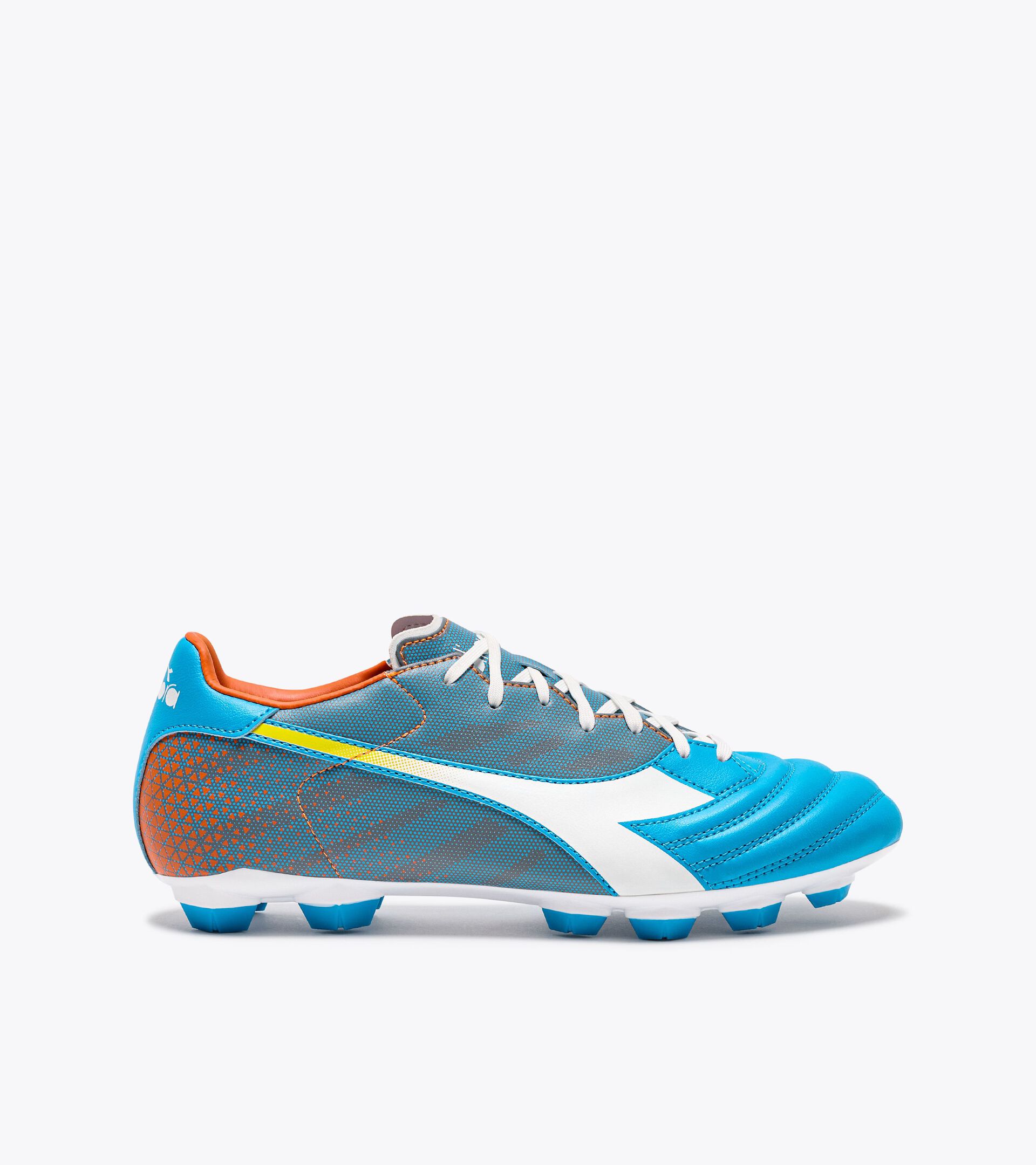 Chaussures de football pour terrains compacts - Homme BRASIL ELITE VELOCE GR LPU CYAN BLEU FLUO/BLANC/ORANGE - Diadora