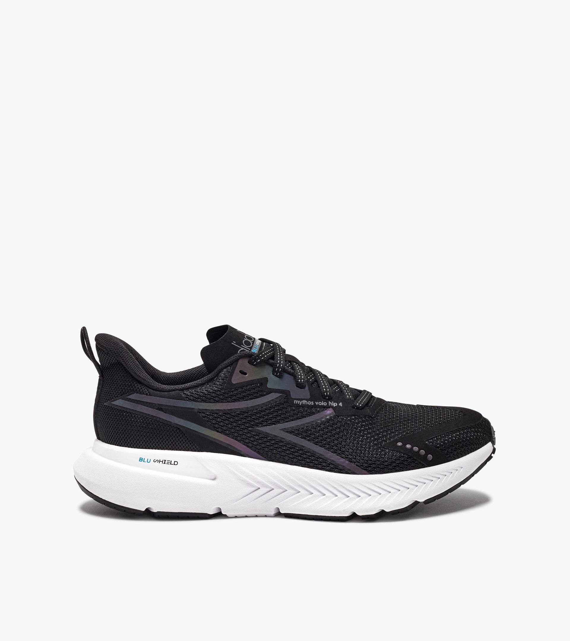 Running shoe with reflective details - Stability and lightness - Donna MYTHOS BLUSHIELD VOLO 4 HIP W BLACK/WHITE (C7406) - Diadora