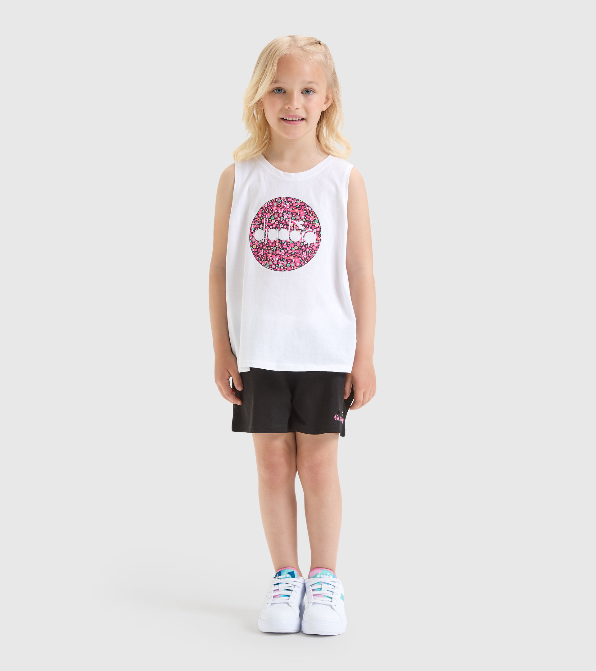 Sports vest top/shorts set - Girls JG.SET SL BLOOM OPTICAL WHITE - Diadora