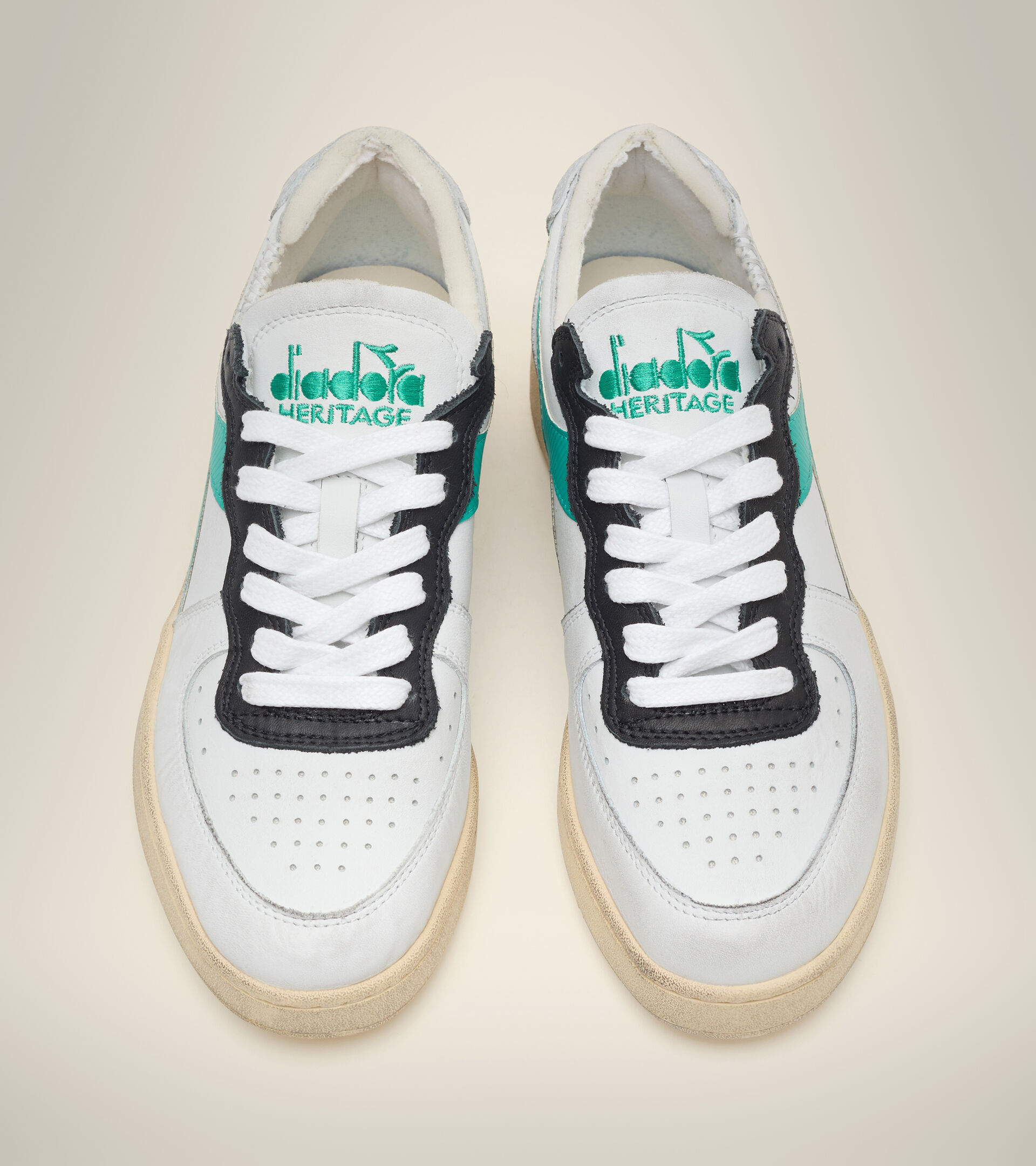 Footwear Heritage UNISEX MI BASKET ROW CUT WHITE/HIGH RISE/PEACOCK GREEN Diadora