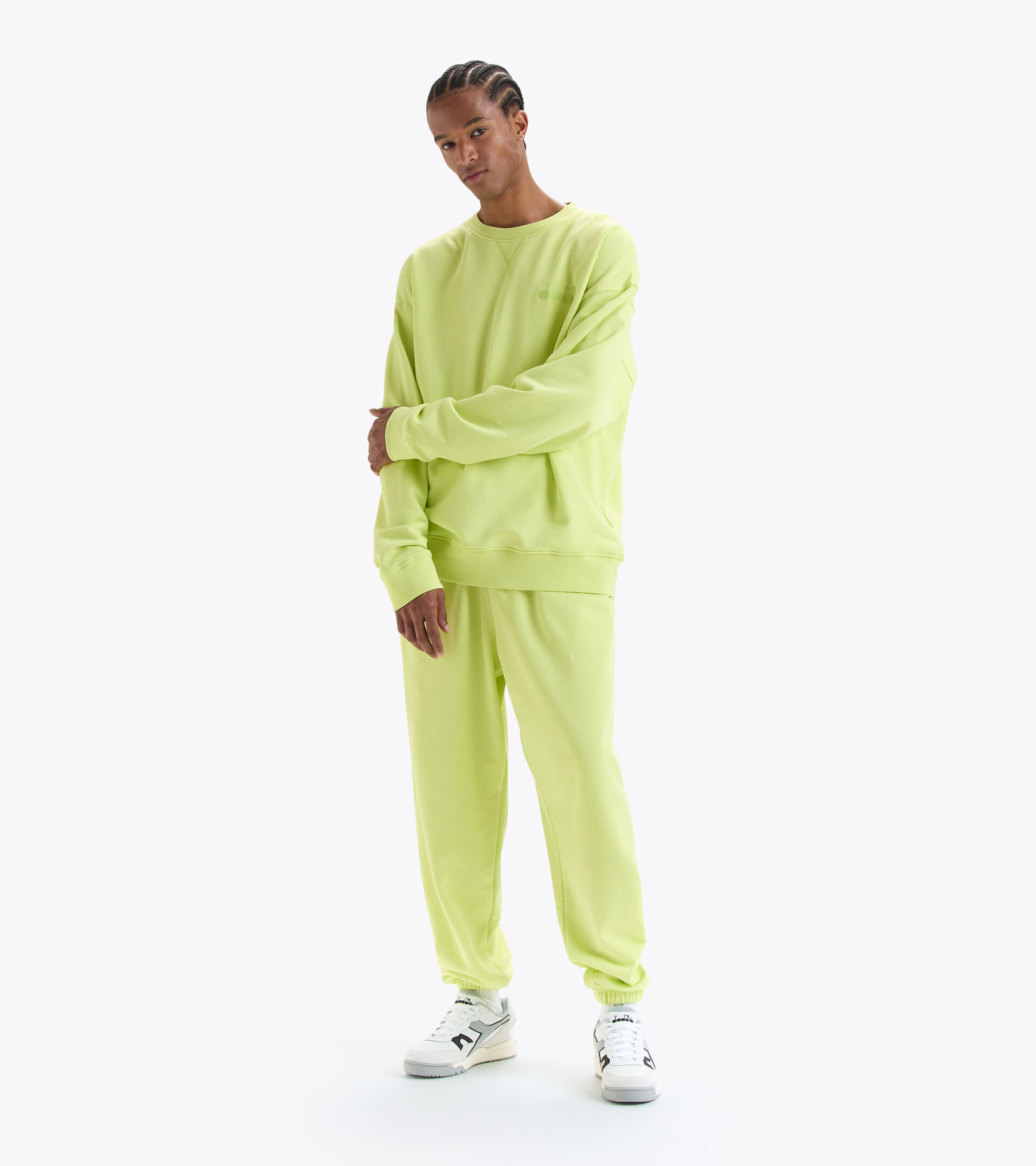 Cotton sweatshirt - Gender neutral SWEATSHIRT CREW SPW LOGO DARK LIME GREEN - Diadora