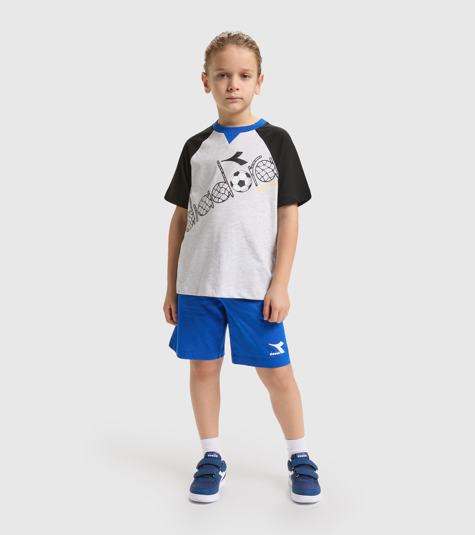 Cotton shorts/T-shirt set - Boys JB.SET SS SCORE SUPER WHITE/LIGHT GRAY MELANGE - Diadora