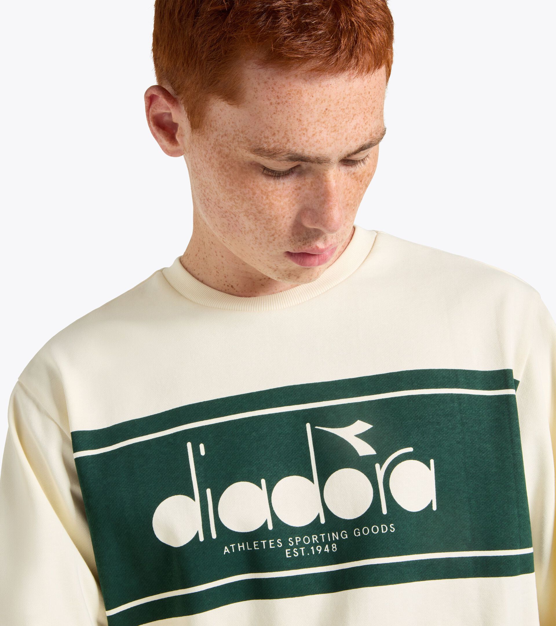 Jersey Sweatshirt - Regular fit - Men&rsquo;s LOGO CREW SWEATSHIRT (FT) WHISPER WHITE - Diadora